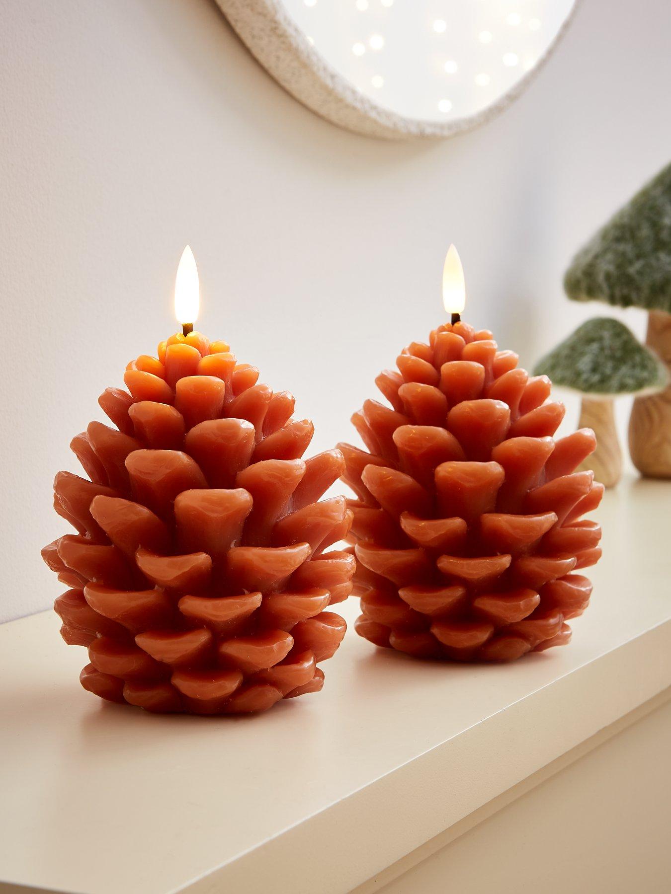Very Home Set of 2 Pinecone LED Candle Autumn Decorations