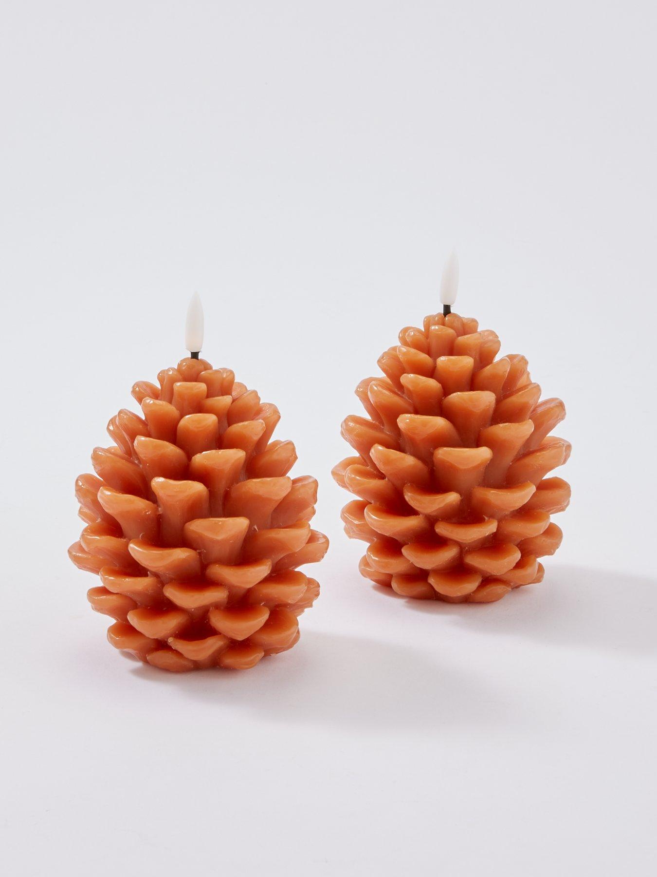 Image 3 of 3 of Very Home Set of 2 Pinecone LED Candle&nbsp;Autumn Decorations