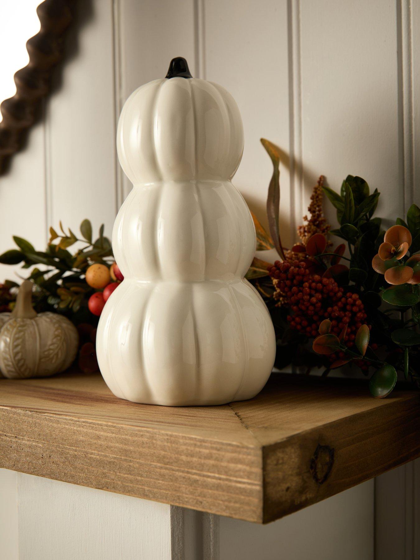 undefined CERAMIC STACKED PUMPKIN T WHITE