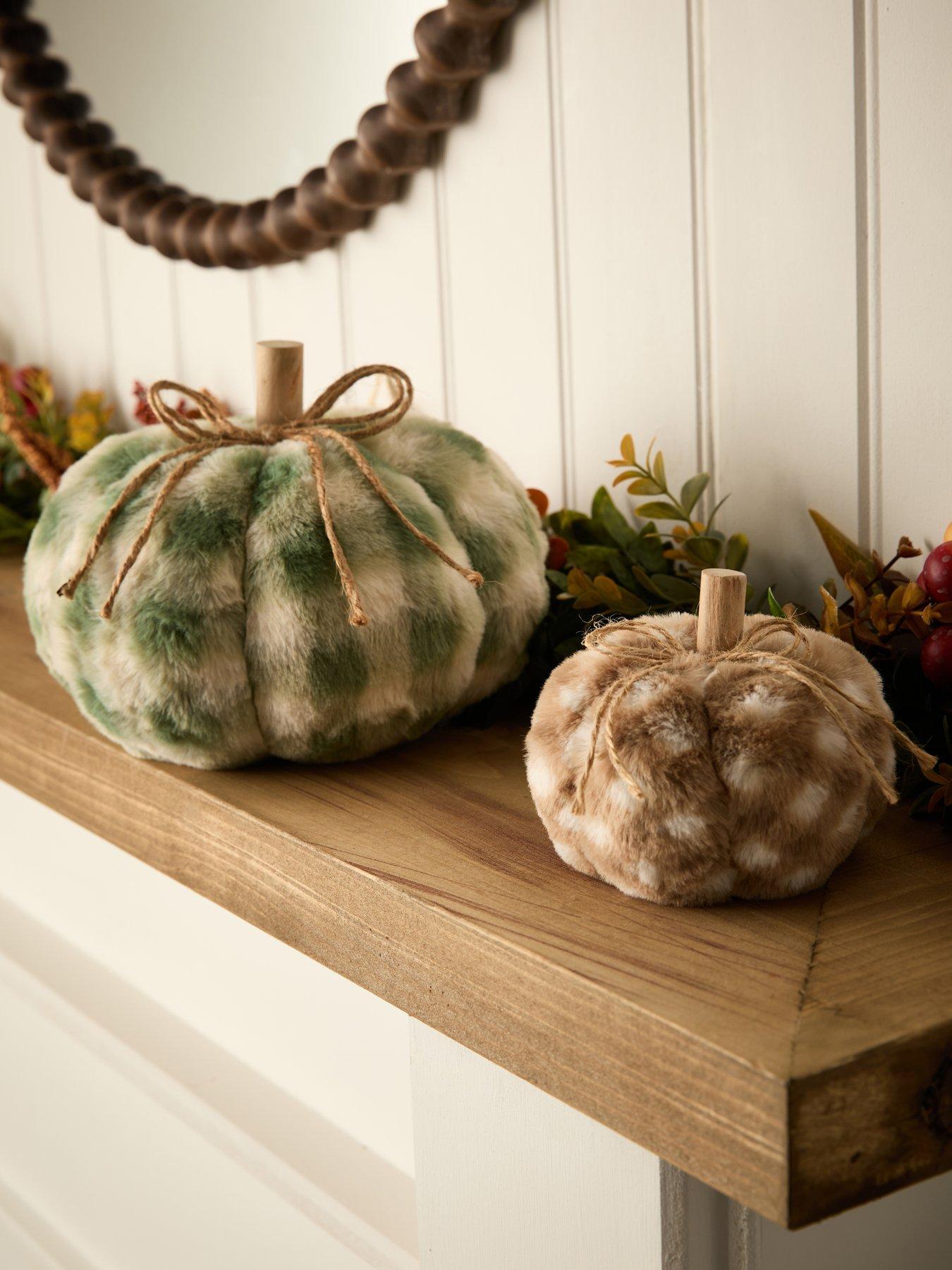 undefined Set of 2 Plush Check Pumpkin Autumn Decorations
