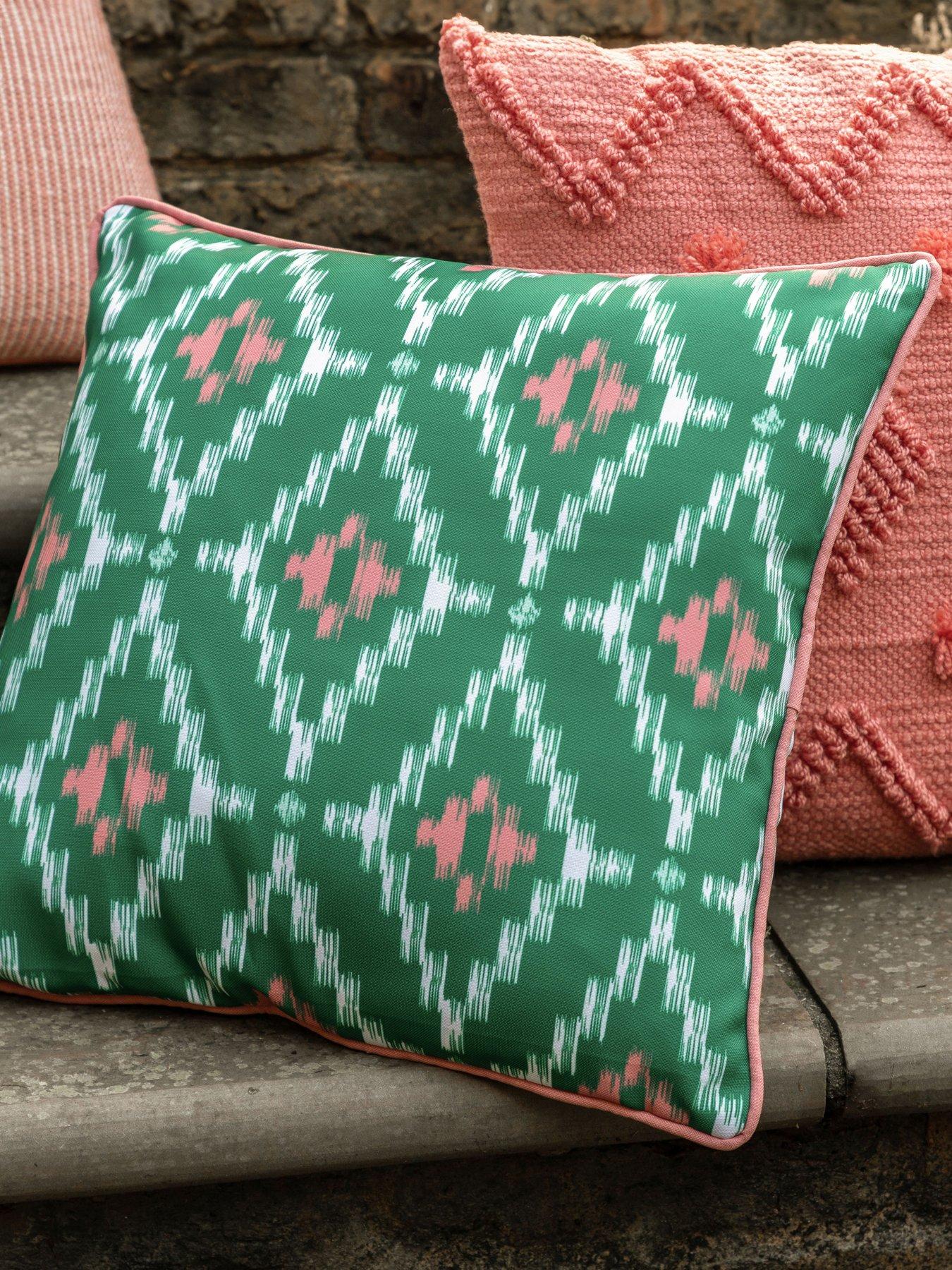 Product photograph of Gallery Aroha Geo Printed Cushion Green from very.co.uk