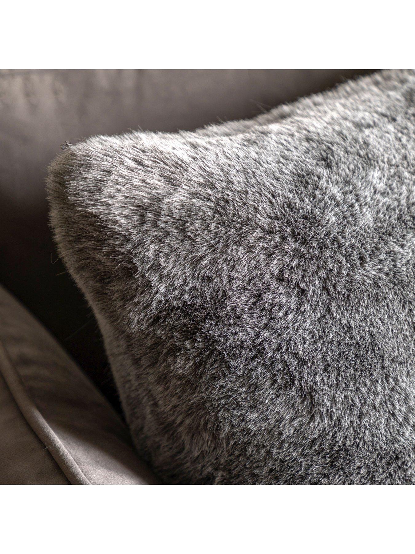 Image 3 of 3 of Gallery Direct Roscoe Faux Fur Cushion - Smoke Grey