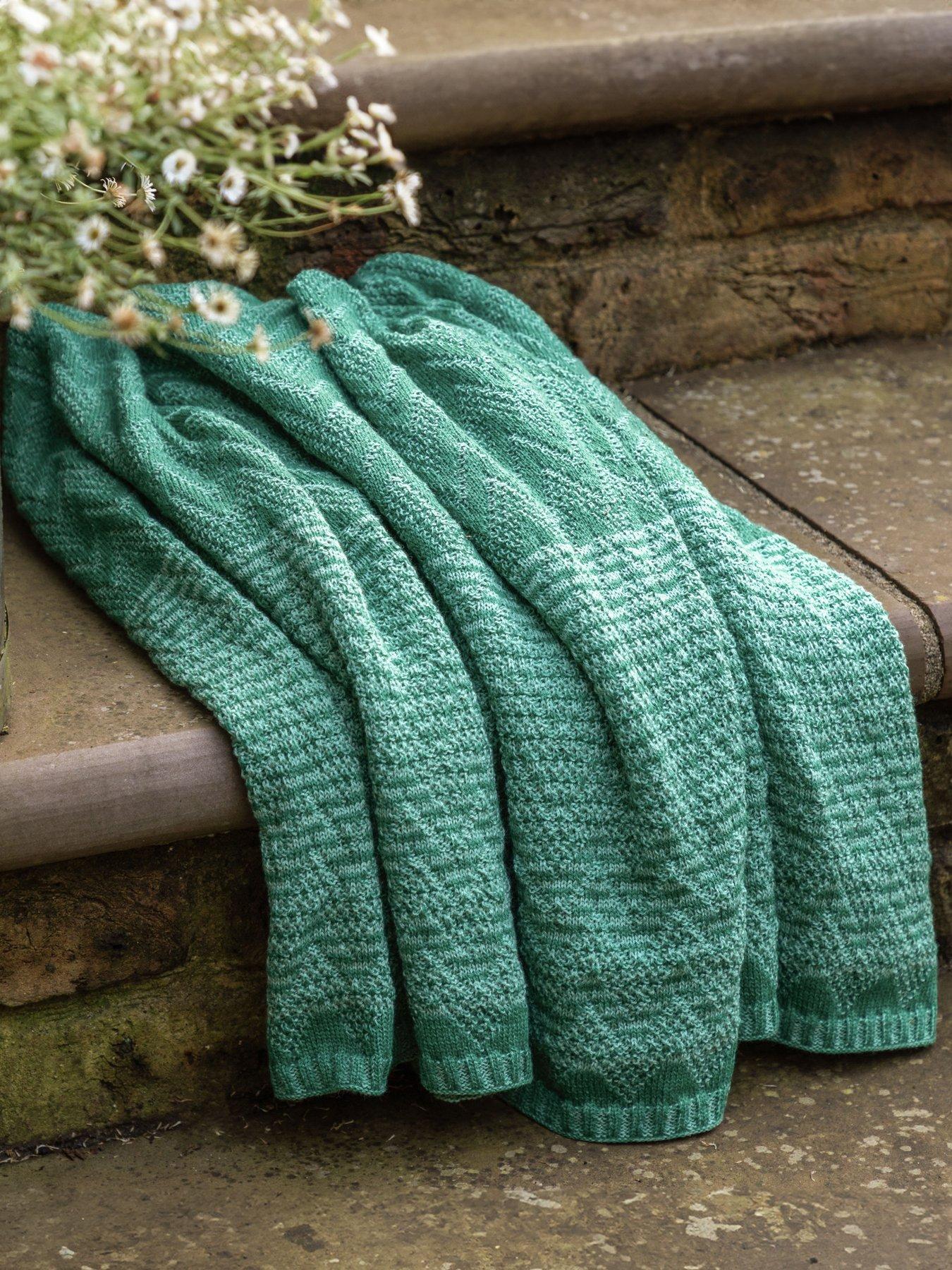 Image 1 of 5 of Gallery Nalu Knitted Herringbone Throw - Green
