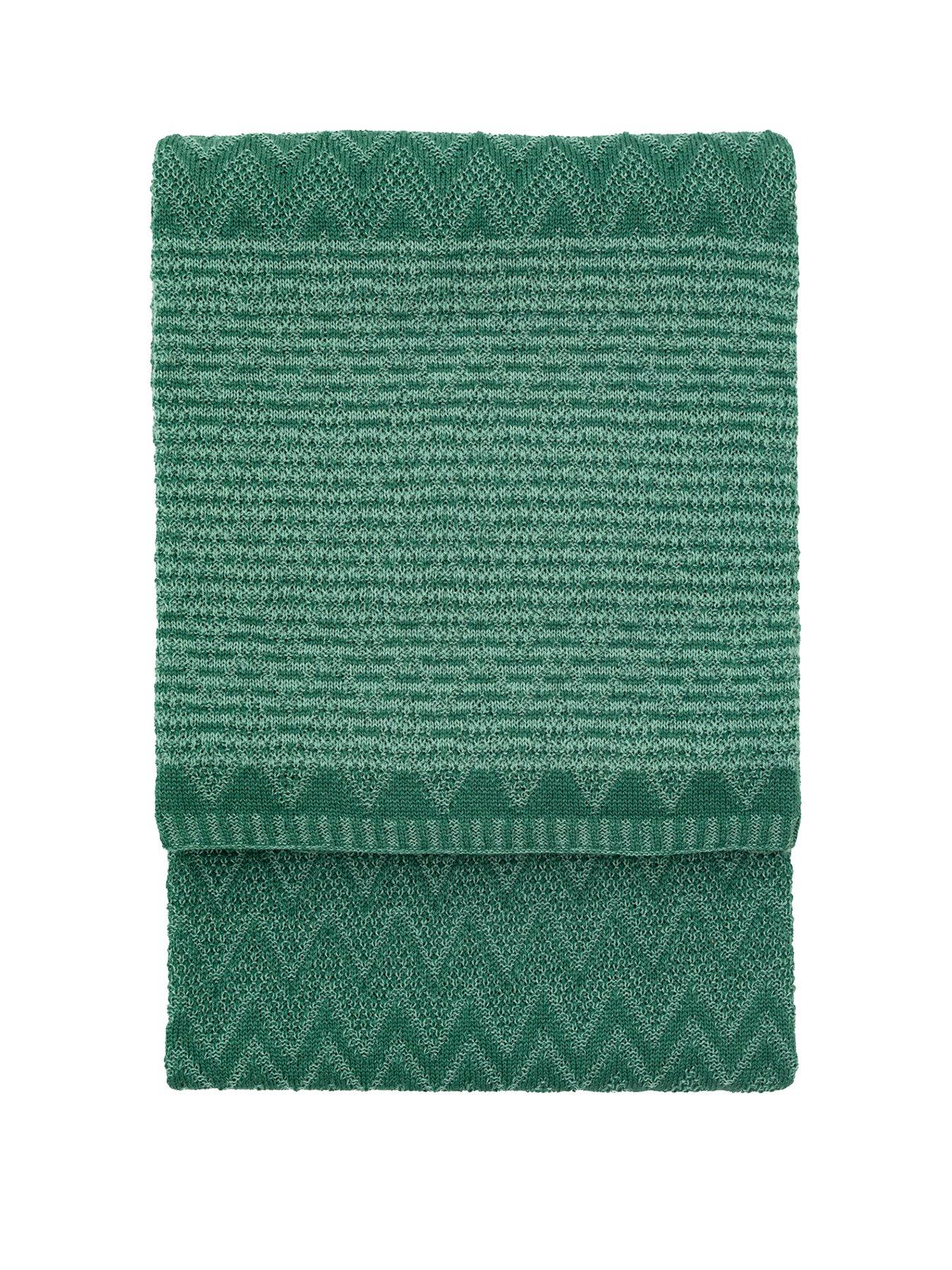 Image 2 of 5 of Gallery Nalu Knitted Herringbone Throw - Green