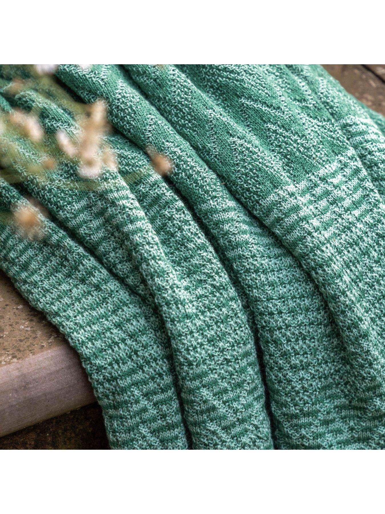 Image 3 of 5 of Gallery Nalu Knitted Herringbone Throw - Green