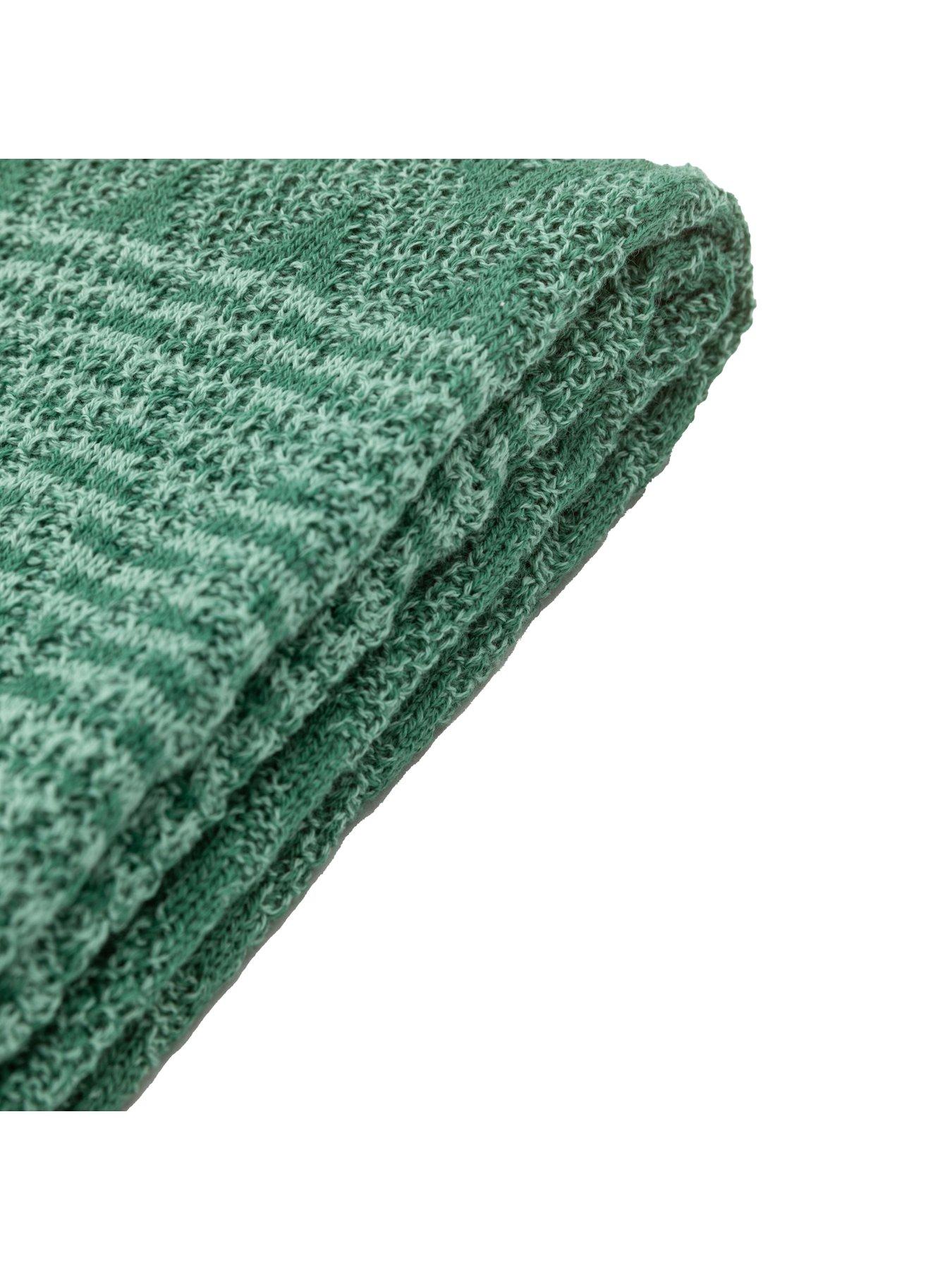 Image 5 of 5 of Gallery Nalu Knitted Herringbone Throw - Green