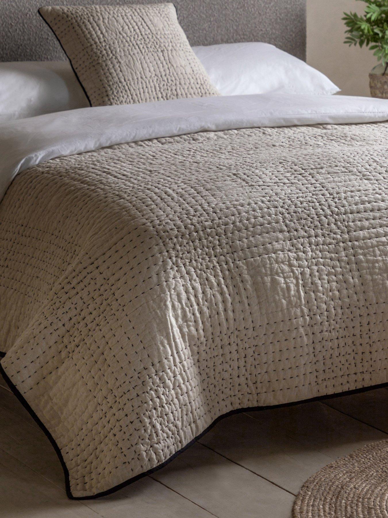 undefined Matrix Bedspread Throw in Beige