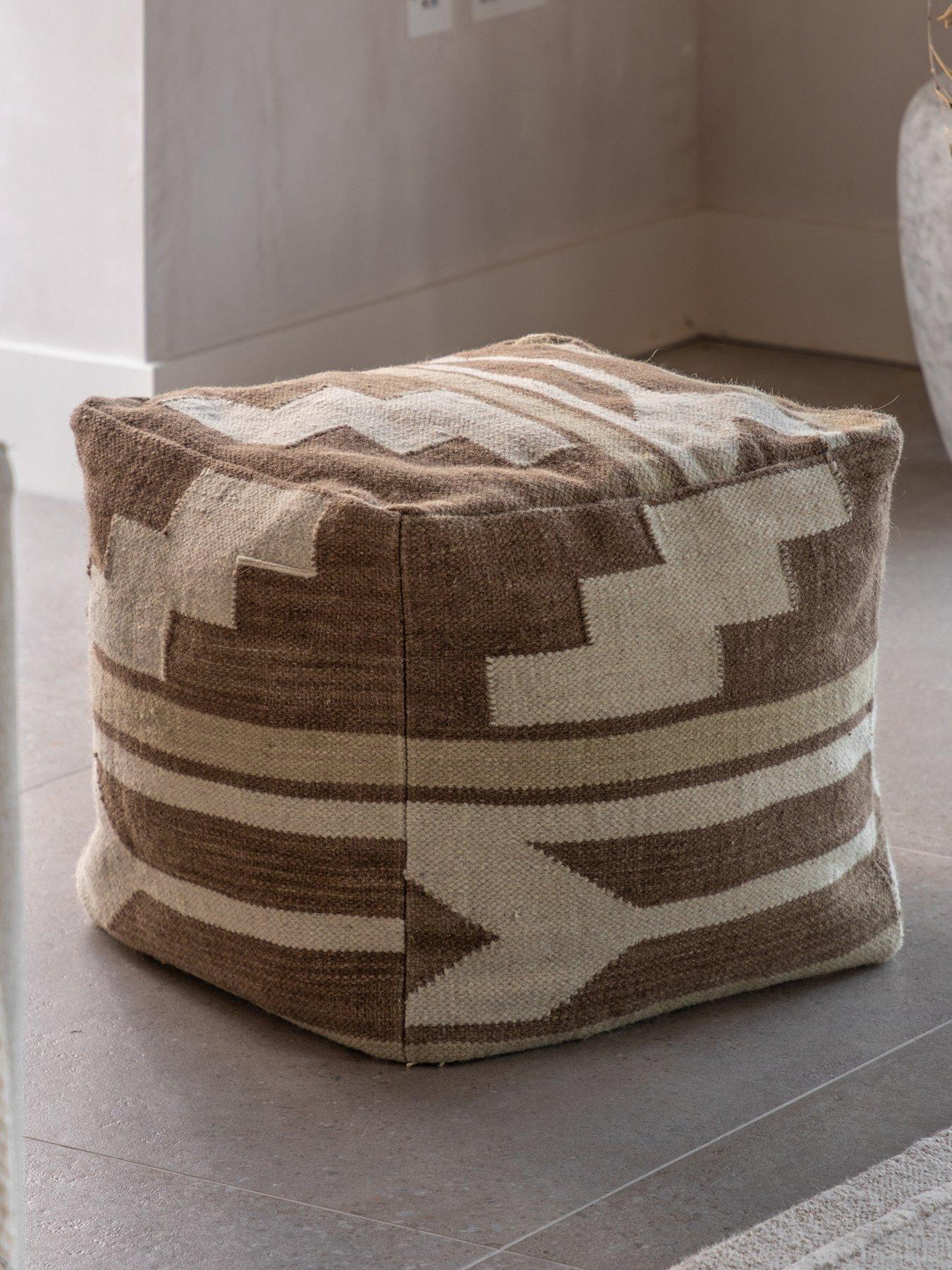 Gallery Direct Herning Tonal Pouffe Natural- 500x500x450mm
