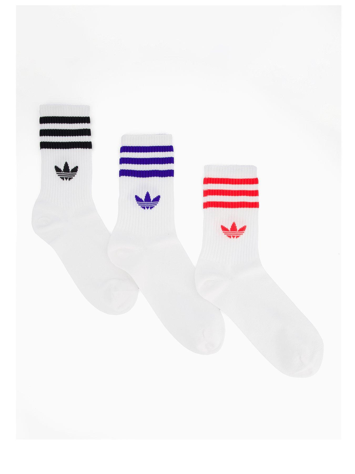 undefined Unisex 3 Stripe Crew Socks 3 Pack - Multi