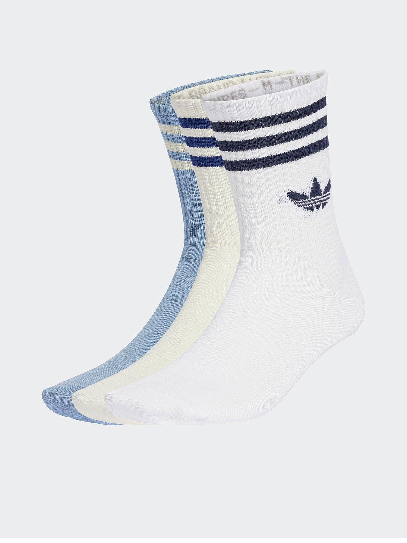 adidas Originals Men's 3 Stripe Crew Socks 3 Pack - Multi