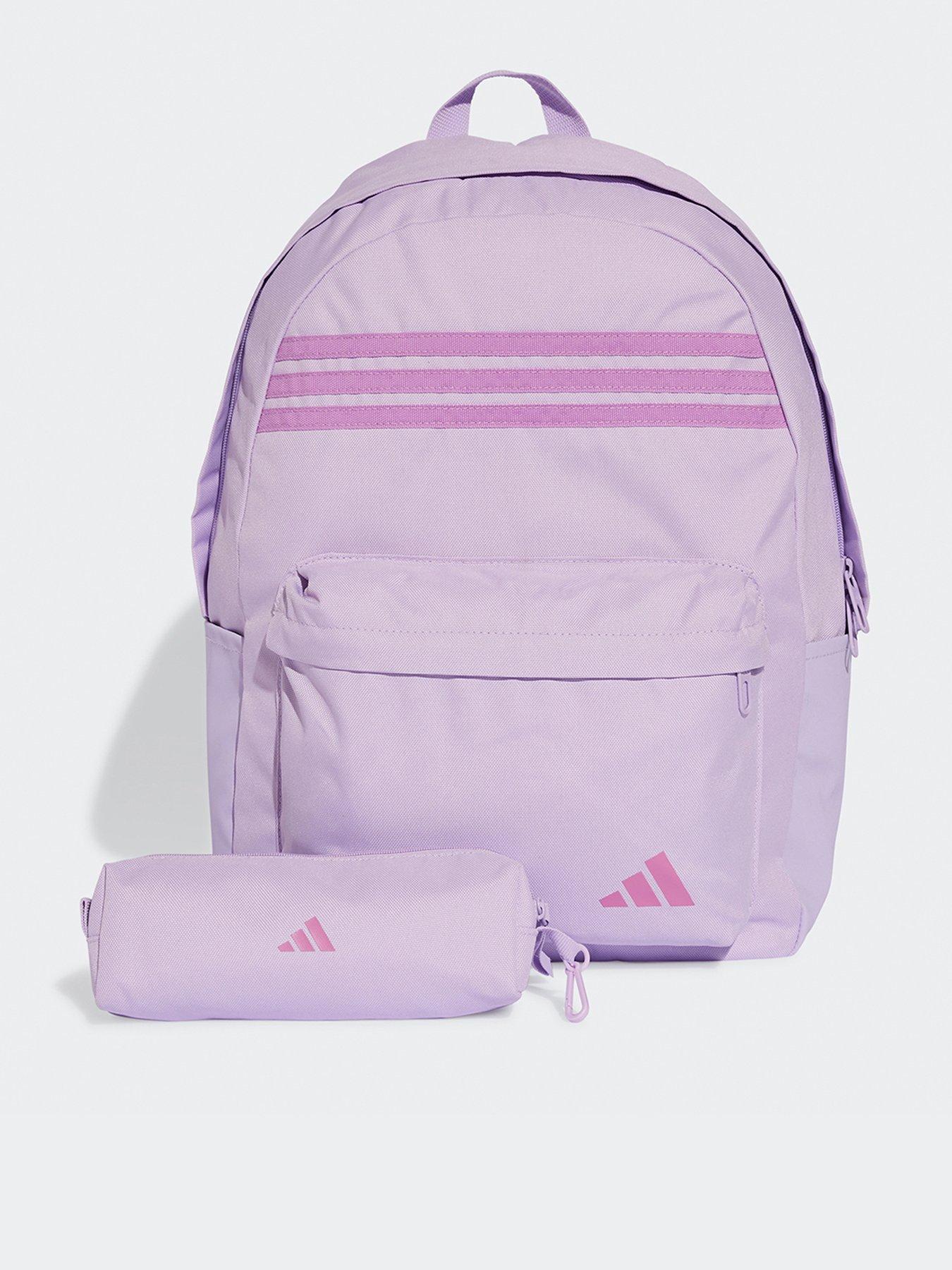 undefined Women's Classic 3 Stripe Backpack With Pencil Case - Pink