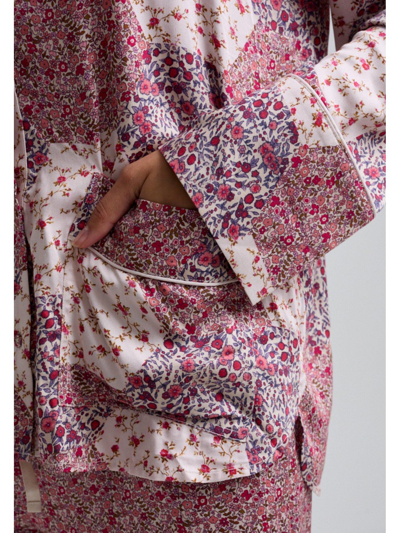 Image 6 of 6 of Lily & Lionel Evie Long Sleeve Aster Patchwork Print Long Pyjama - Pink