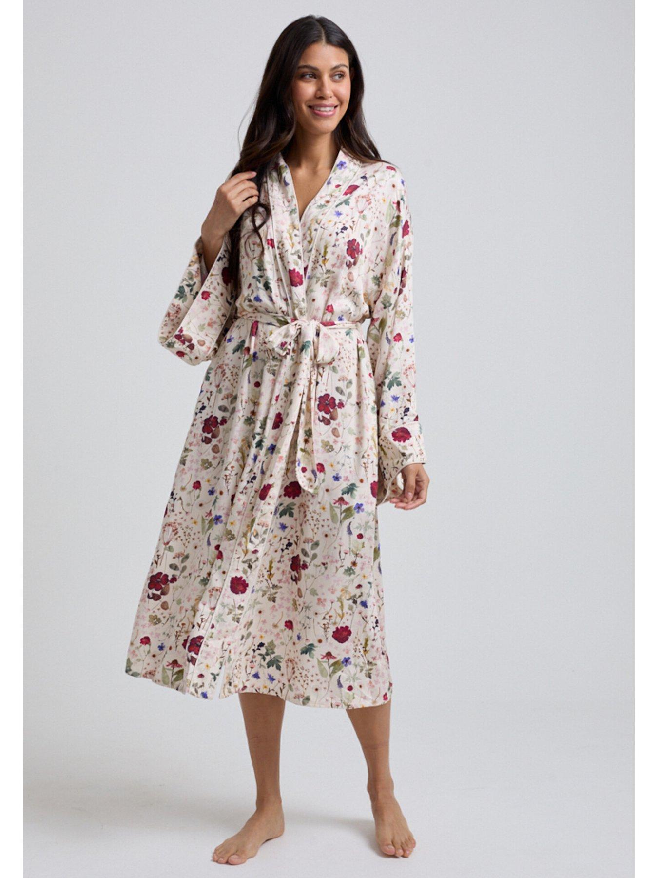 Image 3 of 5 of Lily & Lionel Corina Floral Print Robe - Ecru
