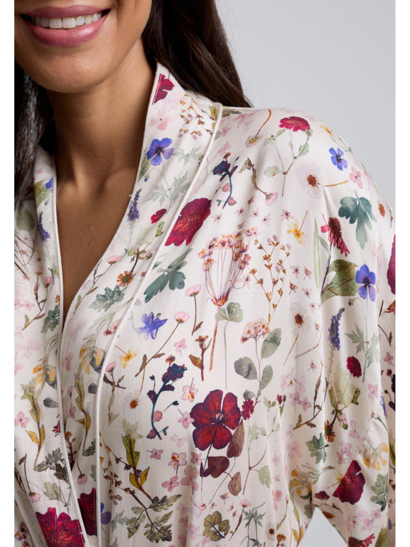 Image 5 of 5 of Lily & Lionel Corina Floral Print Robe - Ecru