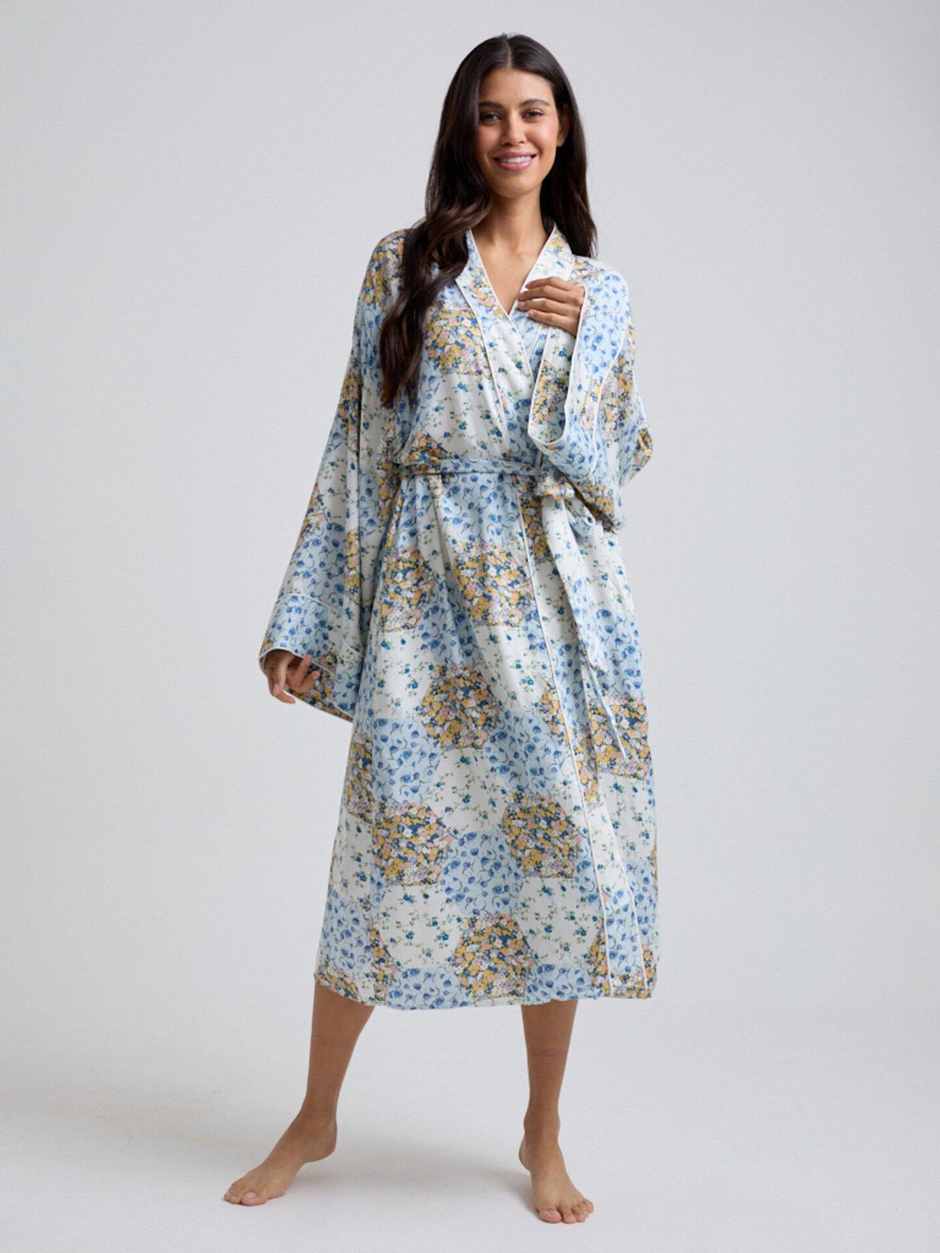 undefined Corina Summer Patchwork Print Robe - Ecru - Multi