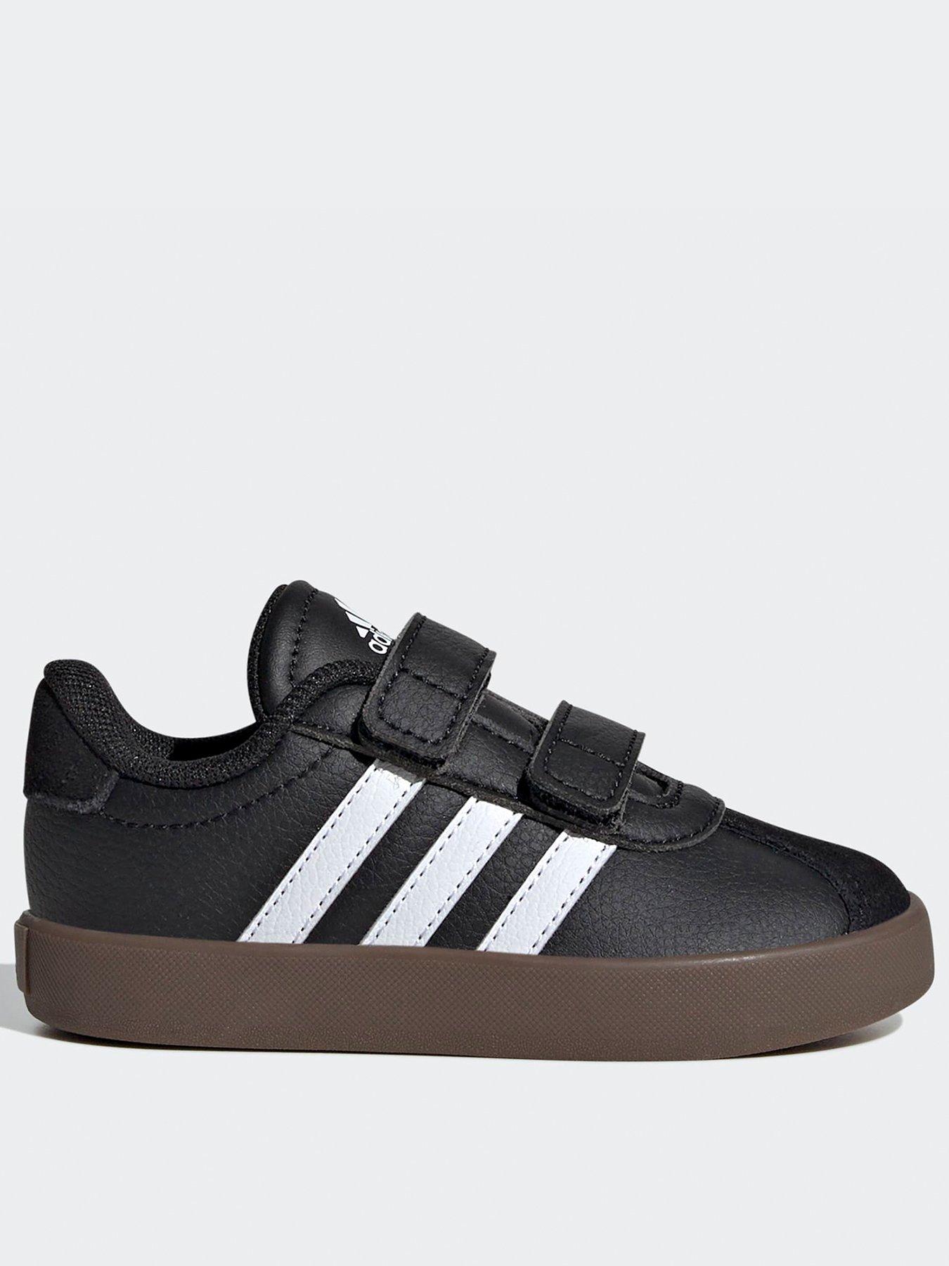 adidas Sportswear Infant Vlourt 30 Velcro Trainers, Core Black White/Core Black, Size 6 Younger