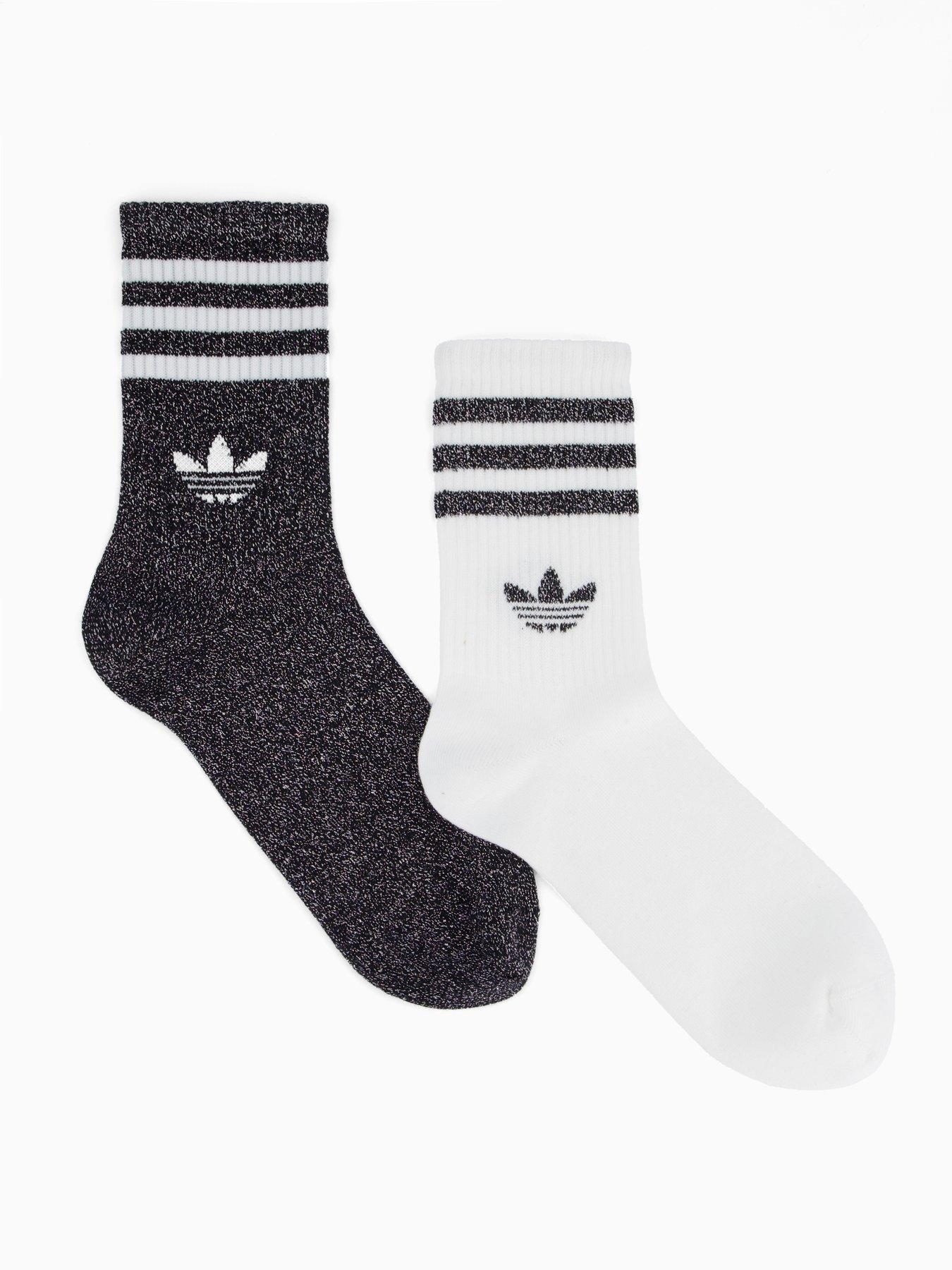 adidas Originals Women's 3 Stripe Glitter Crew Socks 2 Pack