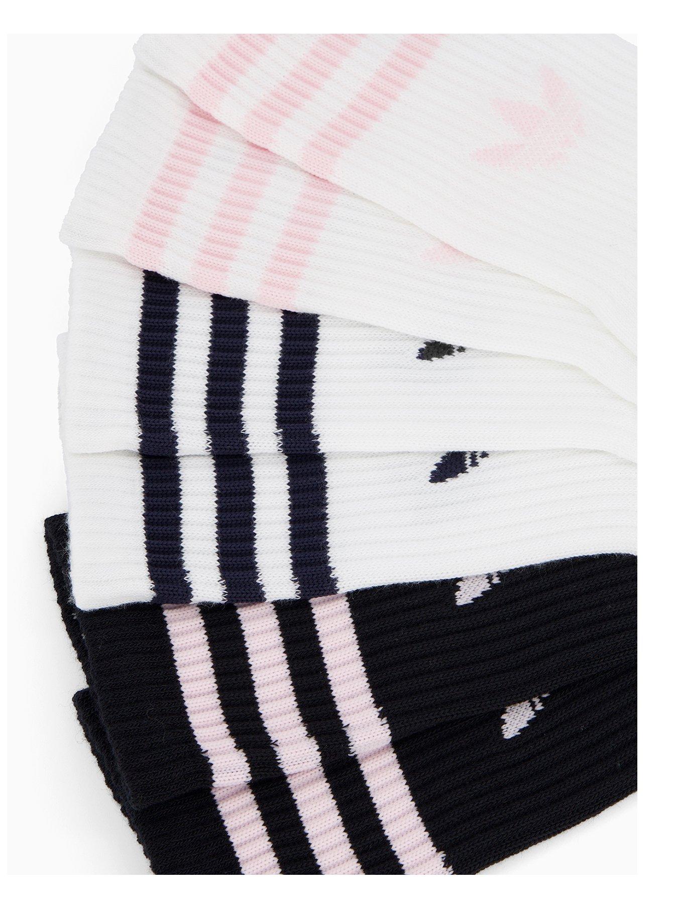 Image 3 of 4 of adidas Originals Women's 3 Stripe Crew Socks 3 Pack - Black/White