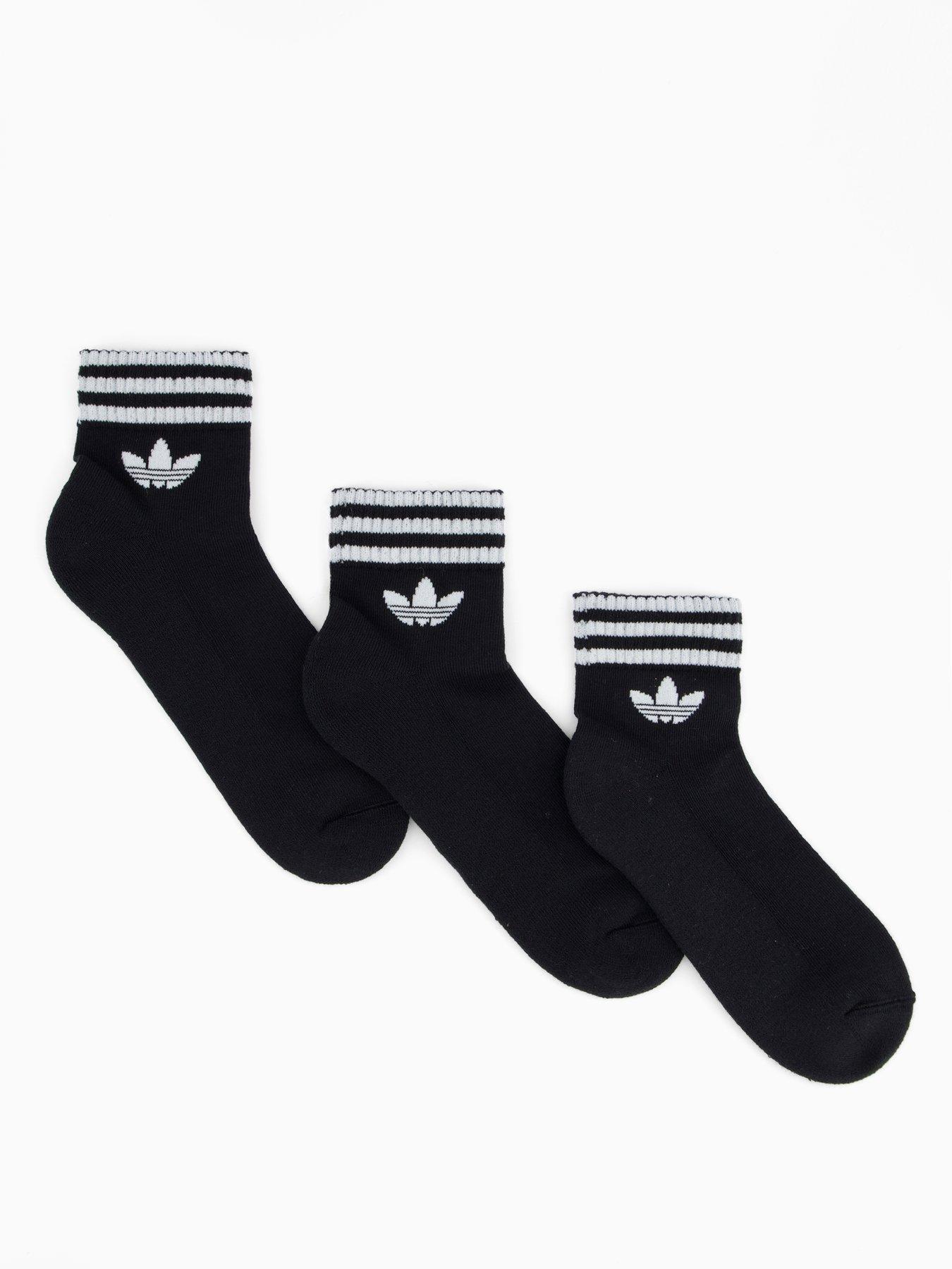 adidas Originals Women's 3 Stripe Ankle Socks 3 Pack - Black