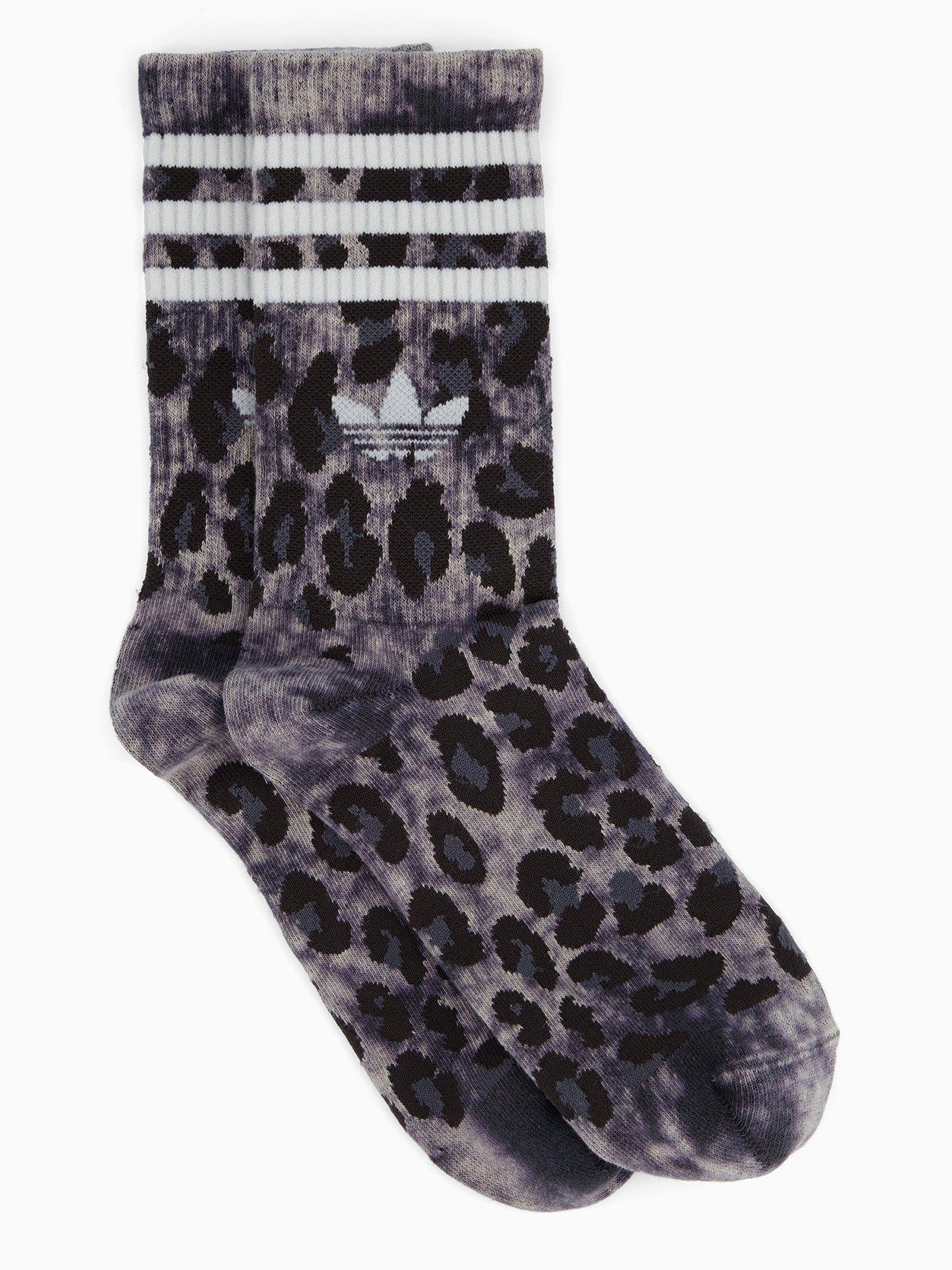 Image 2 of 4 of adidas Originals Women's Leopard Crew Socks 2 Pack - Black