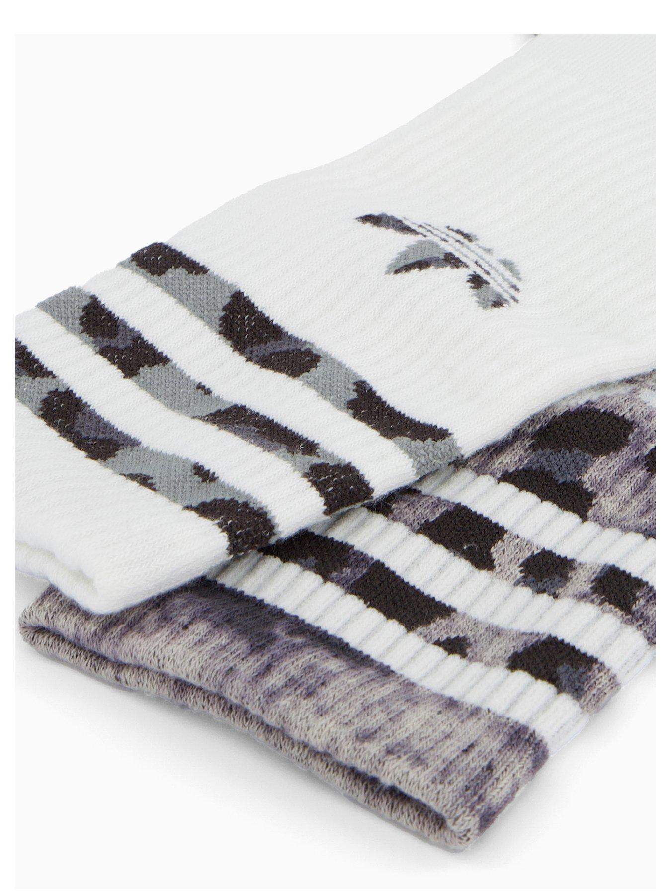 Image 3 of 4 of adidas Originals Women's Leopard Crew Socks 2 Pack - Black