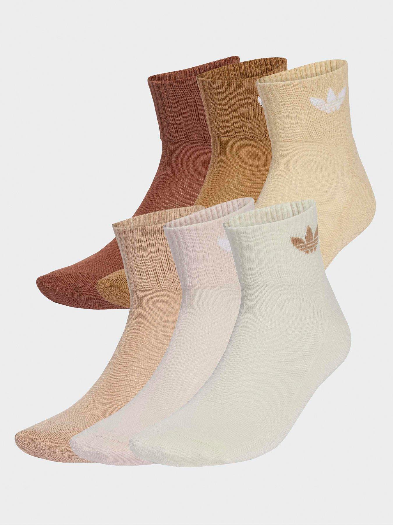 adidas Originals Women's 1/4 Socks 6 Pack, Cream White, Size S, Women