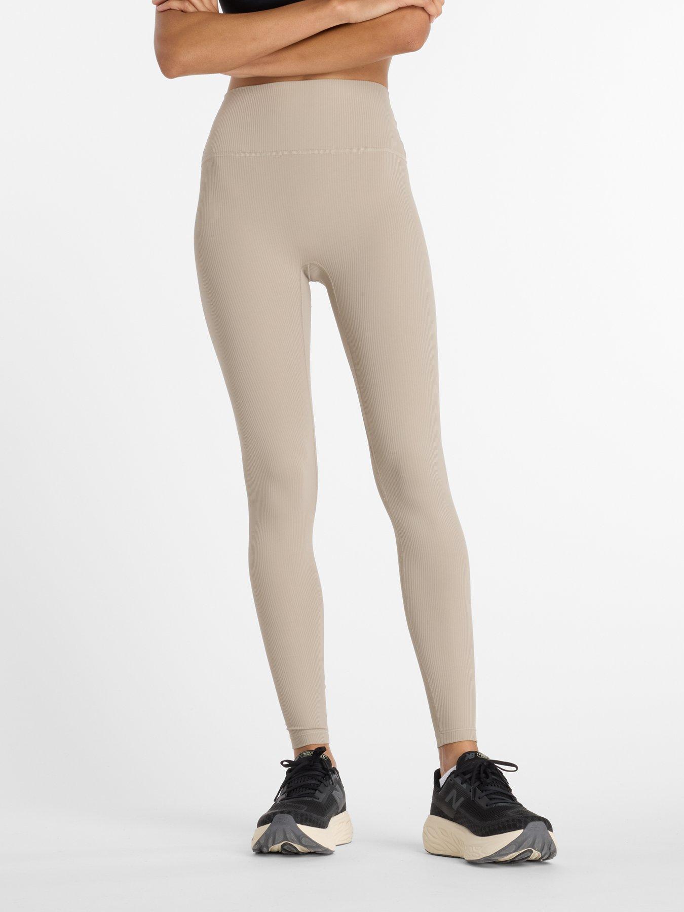undefined Womens Training Ribbed 27Inch High Rise Tights - Beige