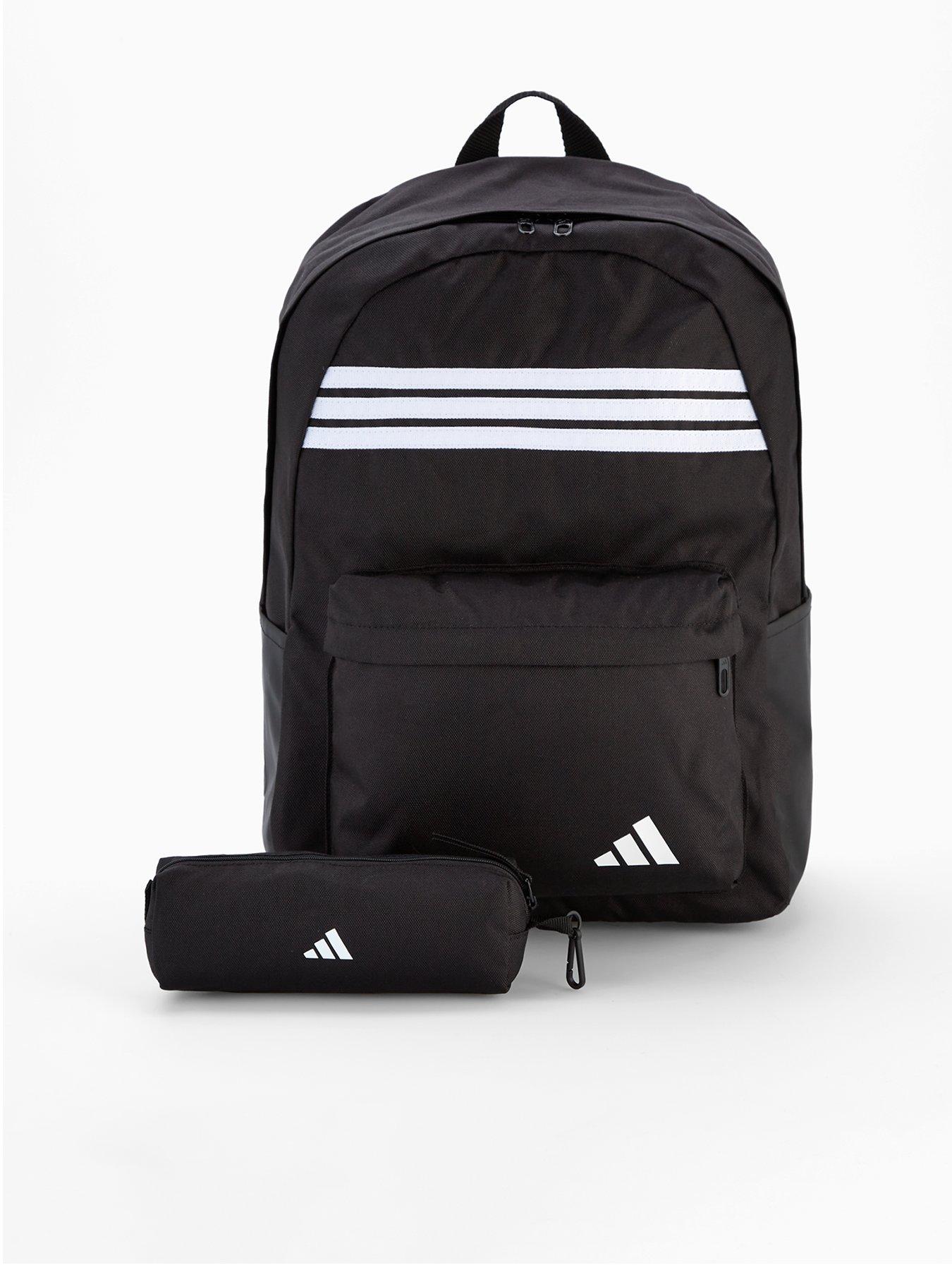 undefined Men's Classic 3 Stripe Backpack With Pencil Case - Black
