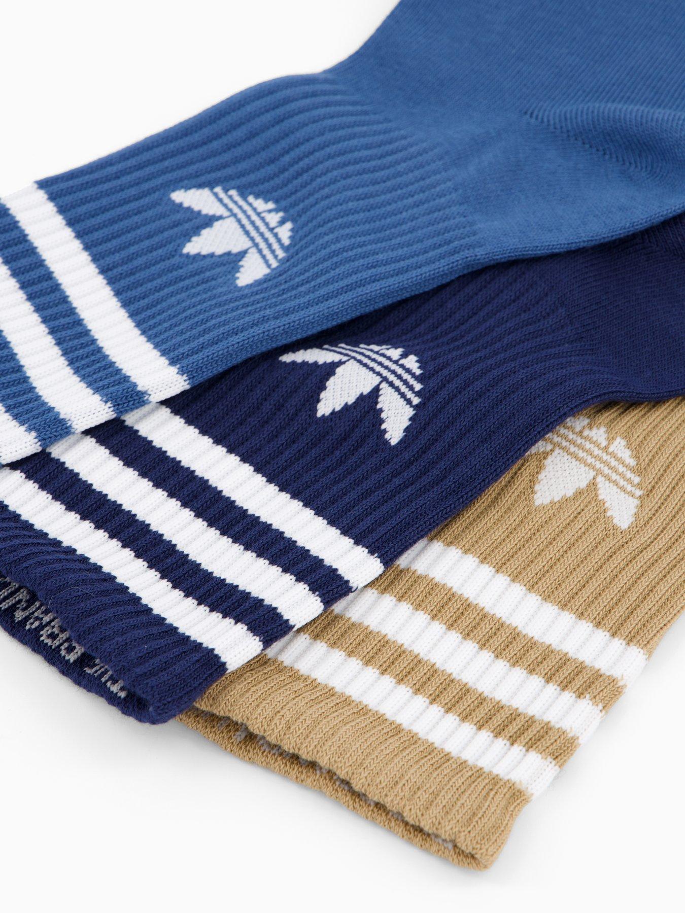 Image 4 of 4 of adidas Originals Unisex 3 Stripe Crew Socks 3 Pack - Blue