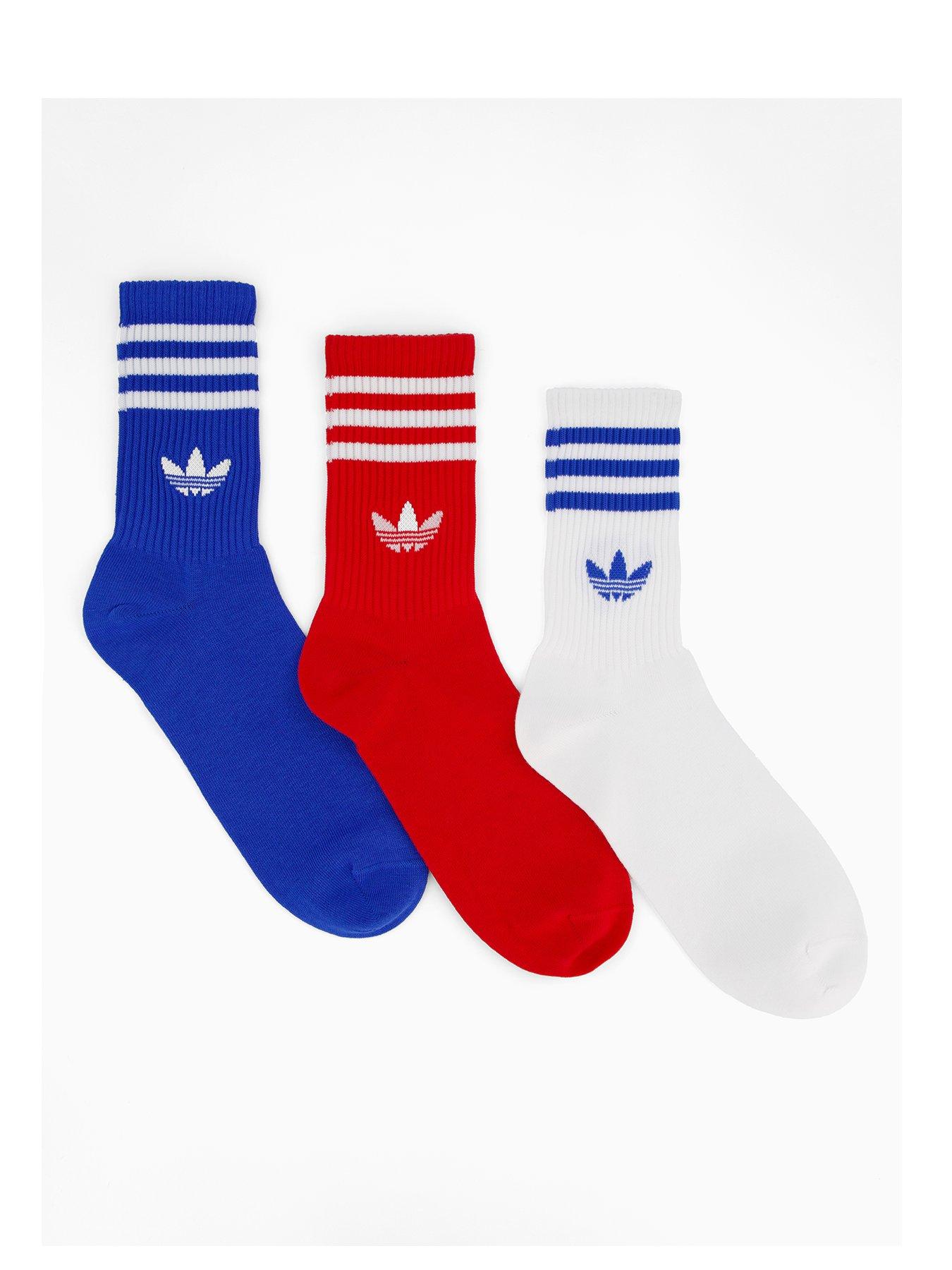 Adidas 3-Pack Solid Crew Mens Red/White Socks