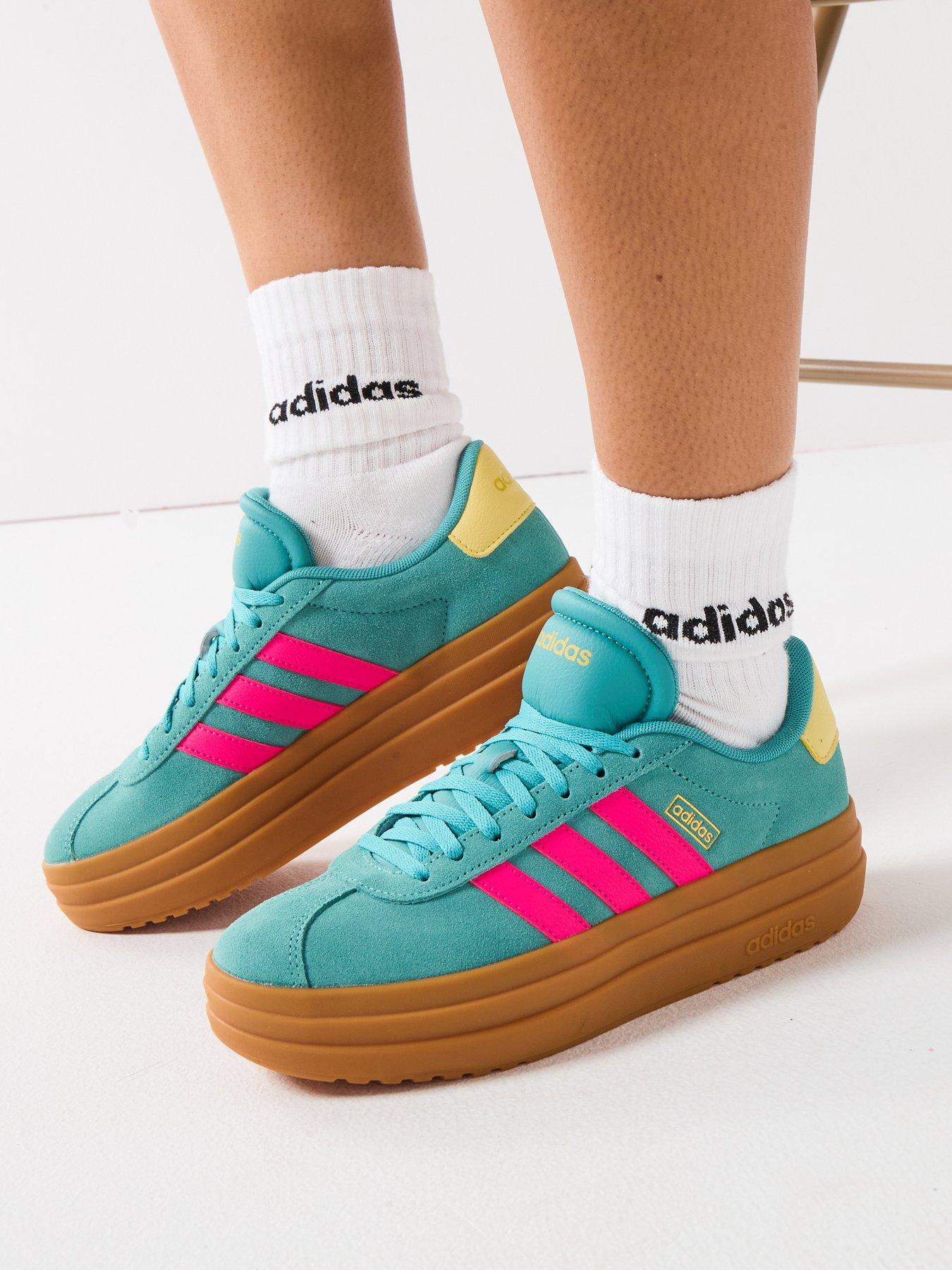 adidas Sportswear Women's Vl Court Bold Trainers, Powder Teal/Pink/Powder Yellow, Size 3.5, Women