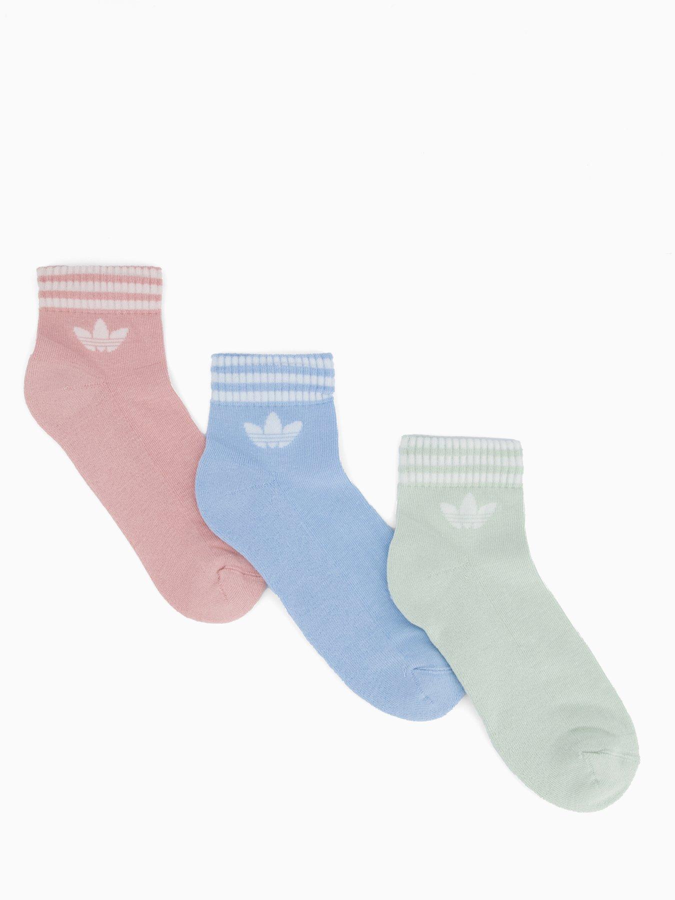 adidas Originals Women's 3 Stripe Ankle Socks 3 Pack - Multi