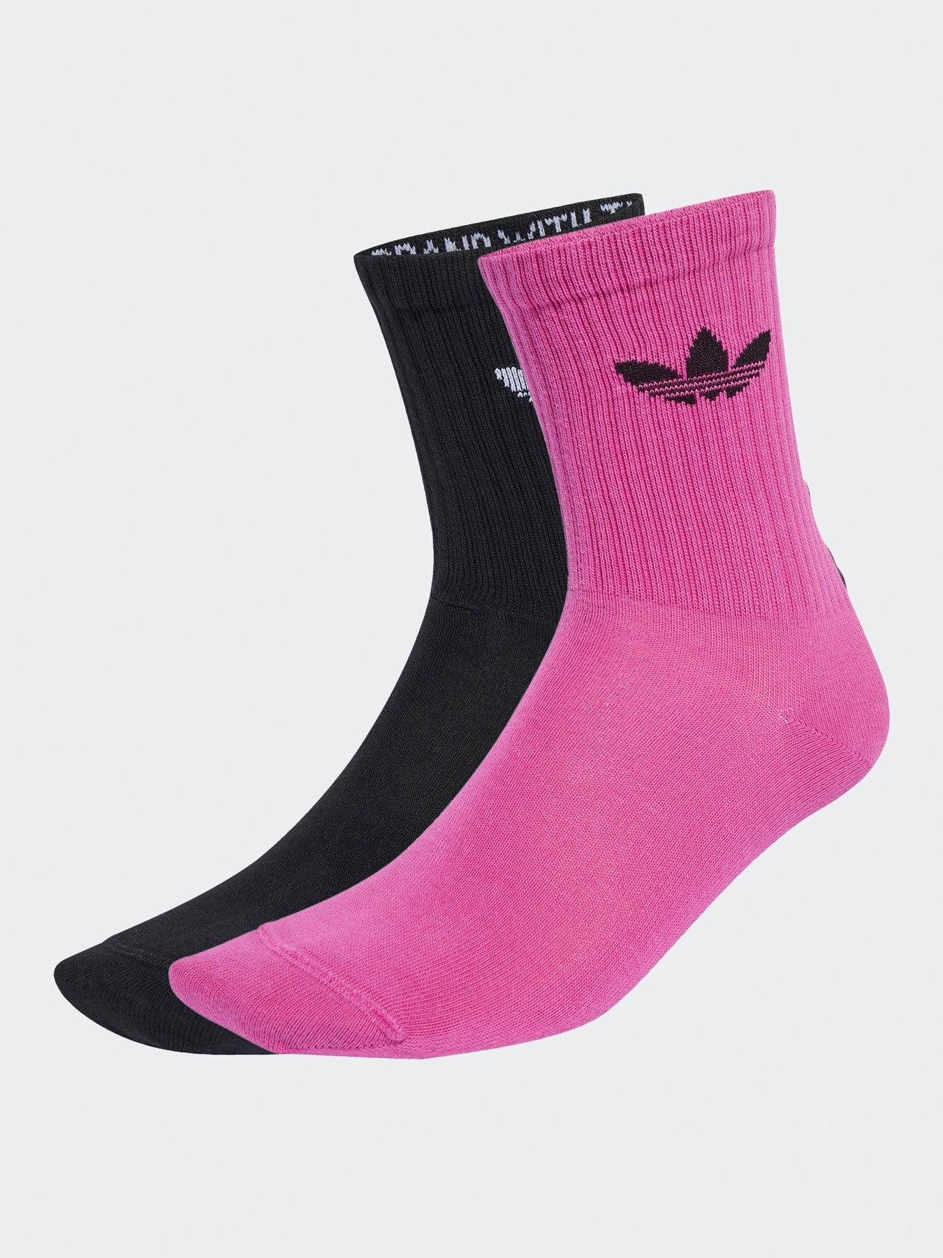 adidas Originals Women's Ruffle Crew Socks 2 Pack - Pink / Black