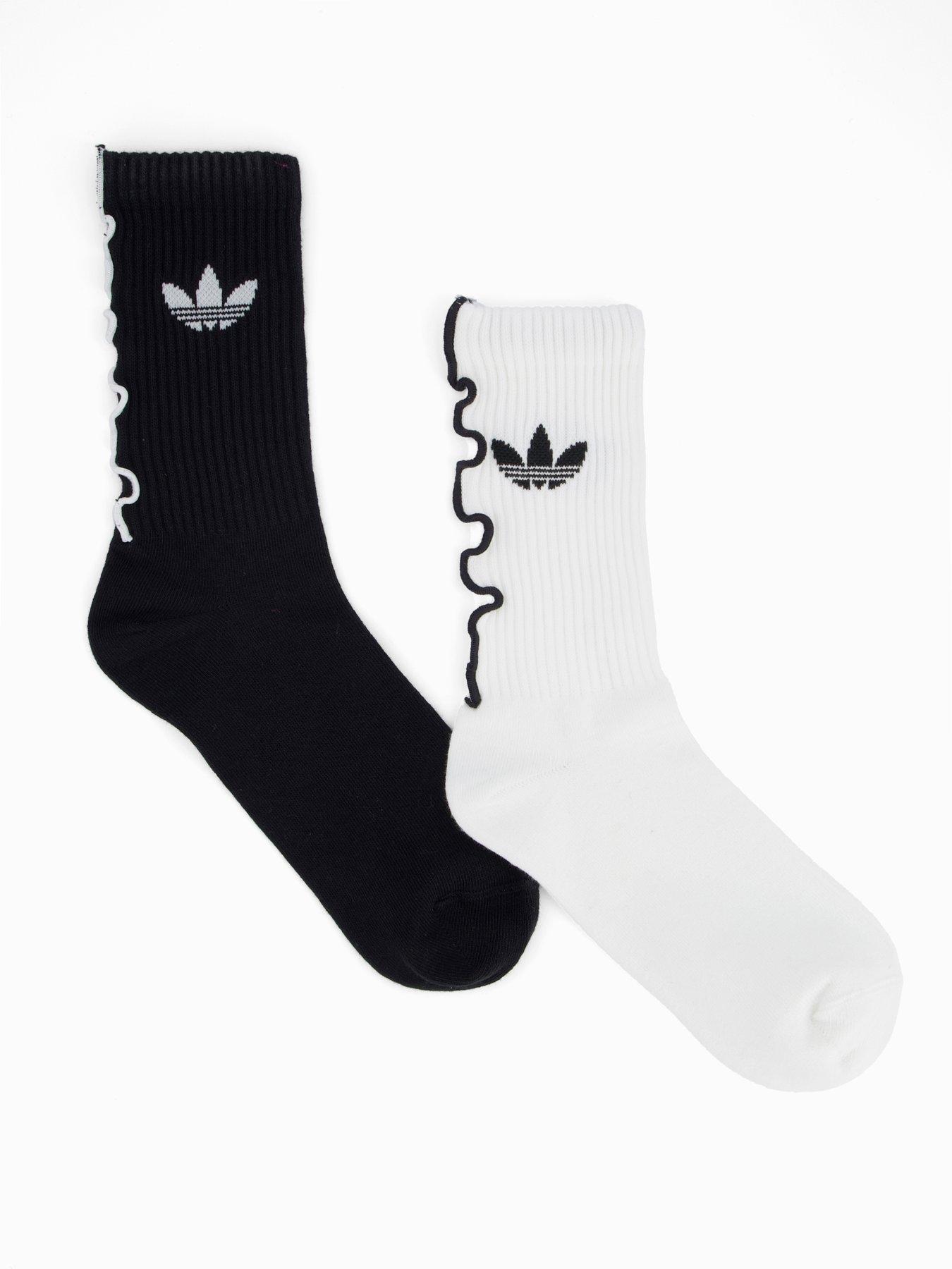 adidas Originals Women's Ruffle Crew Socks 2 Pack - Black/White