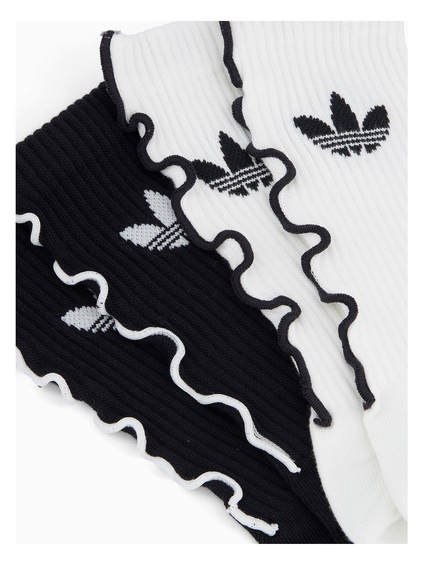 Image 3 of 3 of adidas Originals Women's Ruffle Crew Socks 2 Pack - Black/White
