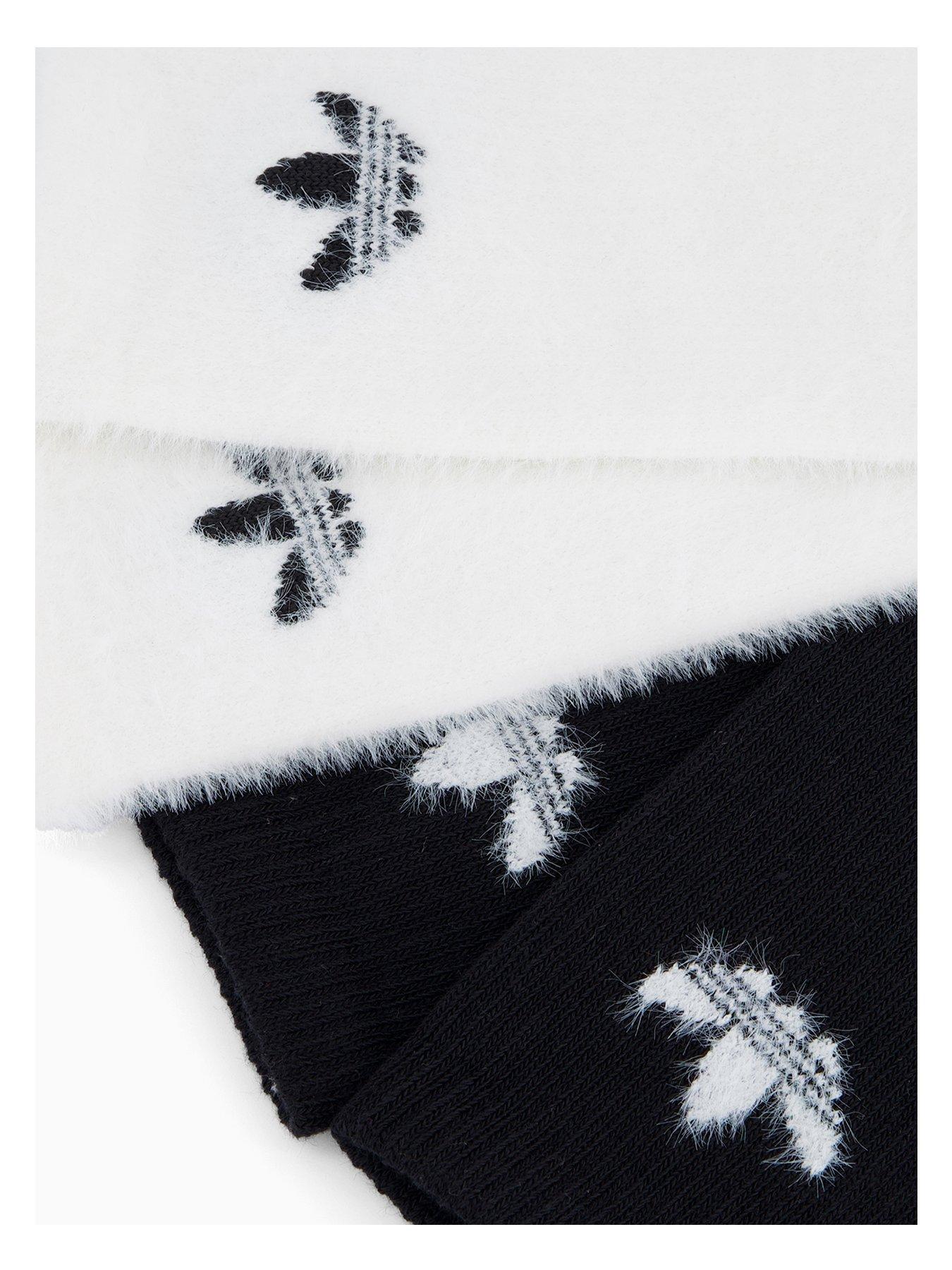 Image 3 of 4 of adidas Originals Women's Fluffy Crew Socks 2 Pack - Black/White