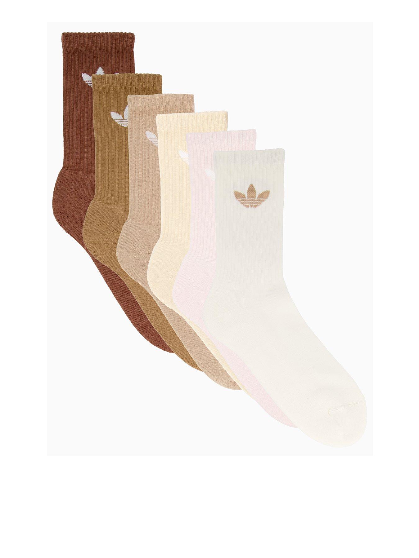 undefined Unisex Trefoil Crew Sock 6 Pack - Beige