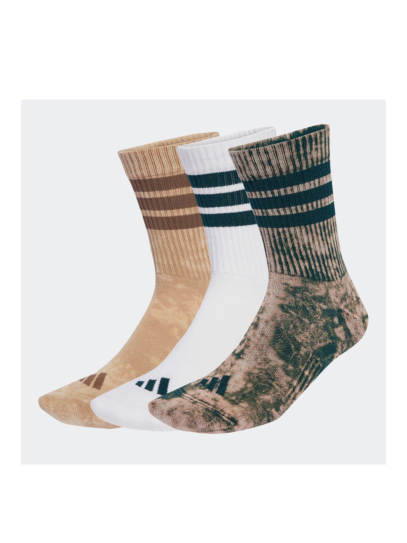adidas Sportswear Stonewash Crew Socks 3 Pairs, Sandstone/Aurora Ivy/White, Size Xs, Men