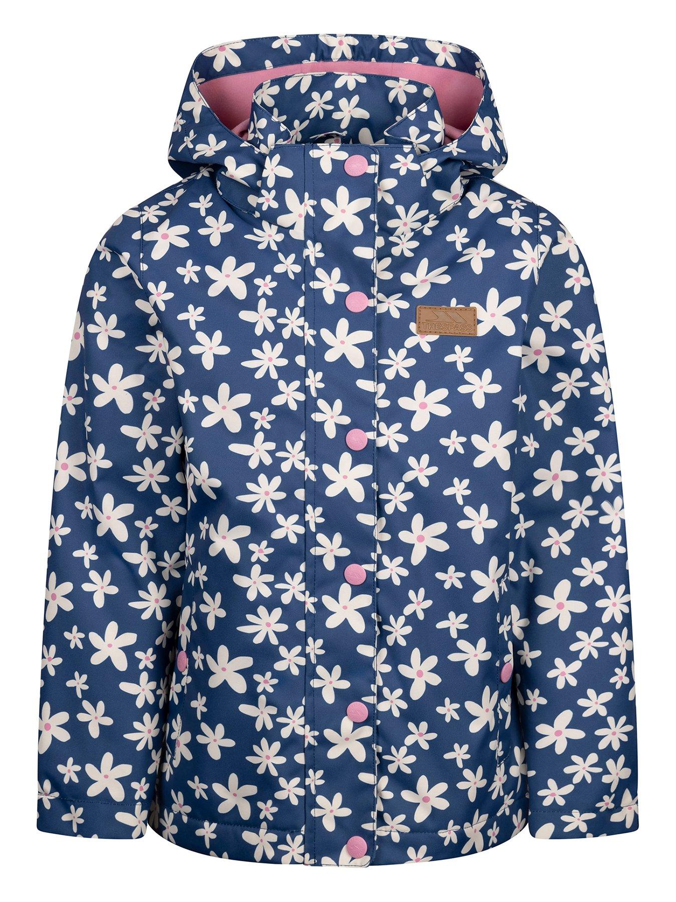 undefined Girls Drippy Rain Jacket Tp50 - Flower Print Blue