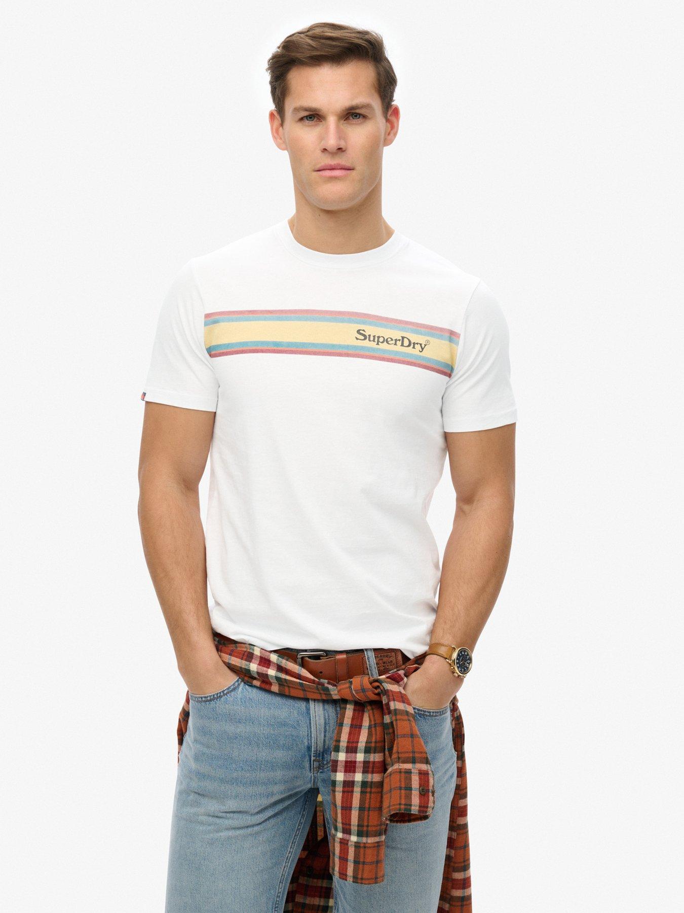 undefined Venue Logo Stripe Relaxed Fit T-Shirt - White
