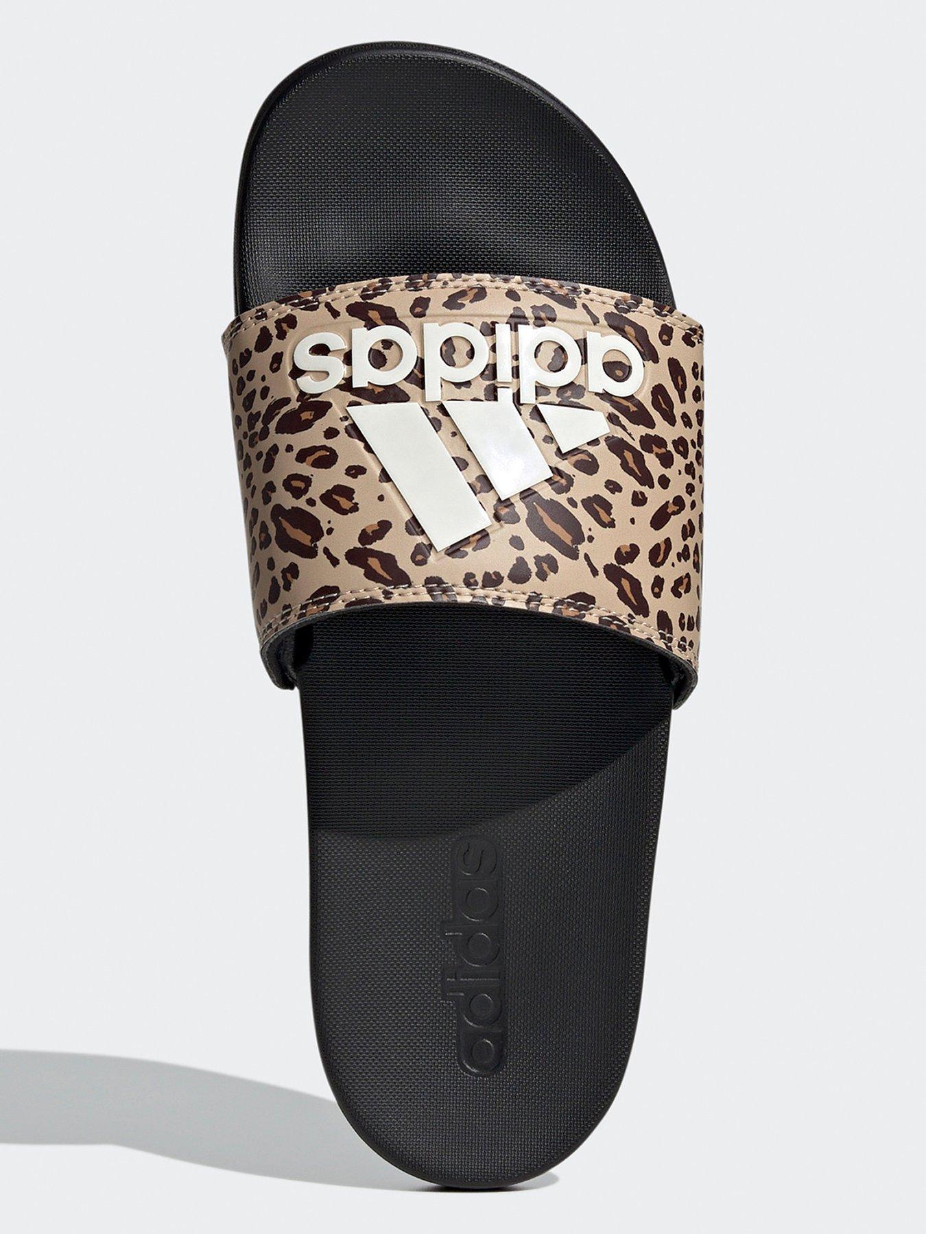Adidas Sportswear Adidas Adilette Leopard Adidas Sportswear Women's  Adilette Comfort Leopard Slides Brown