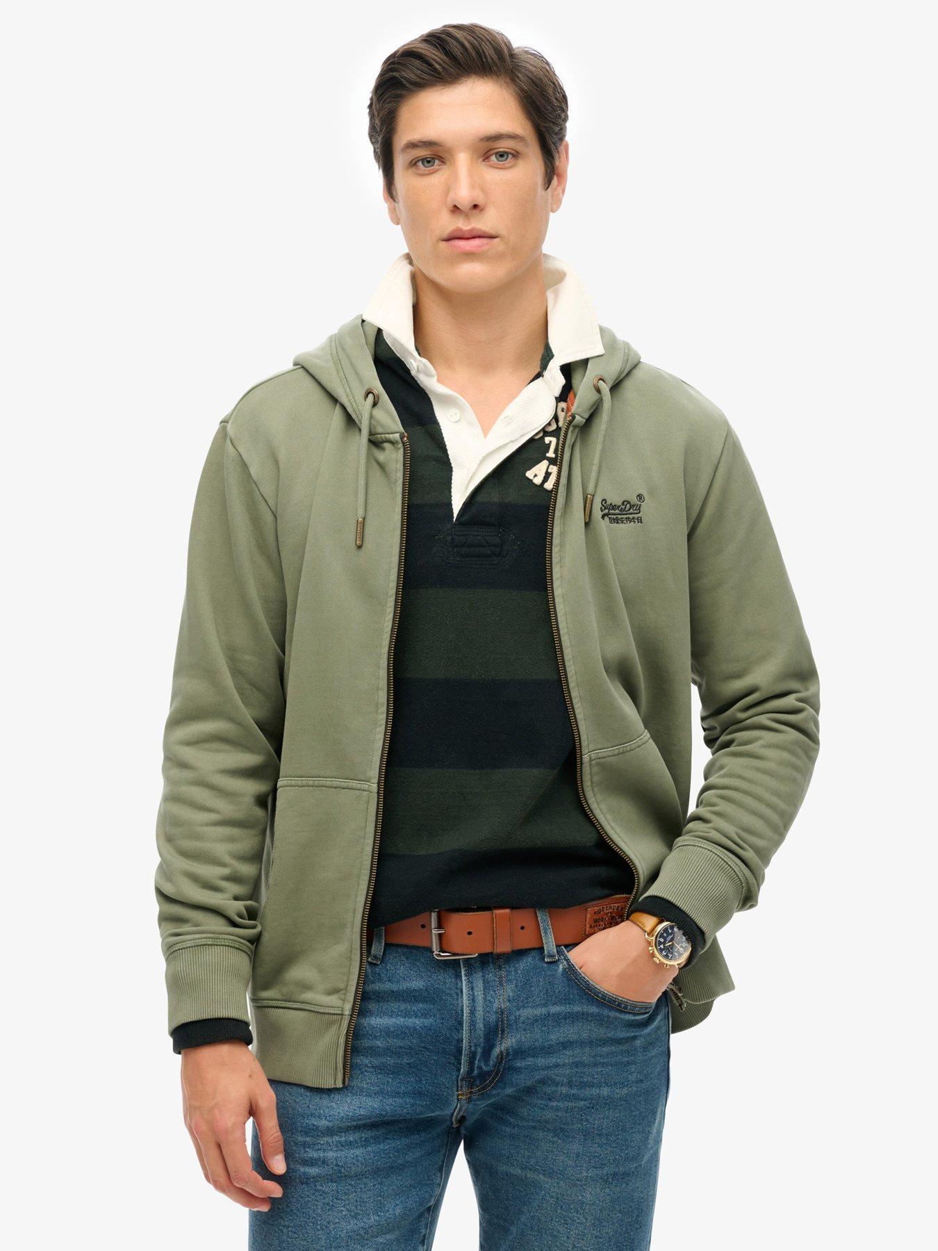 undefined Superdry Essential Logo Washed Zip Through Hoodie