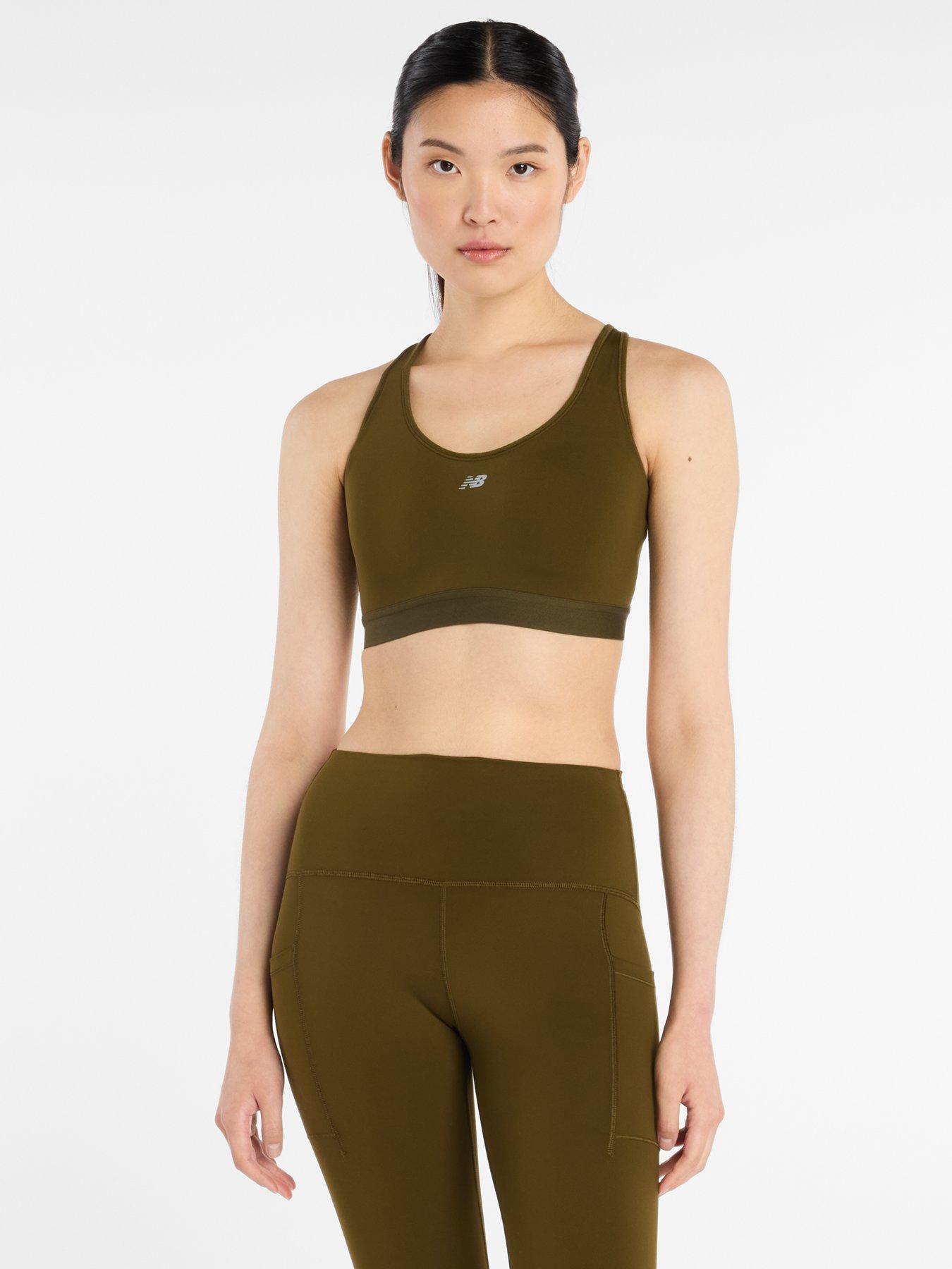 New Balance Womens Running Essential High Support Sports Bra, Brown, Size Xs, Women