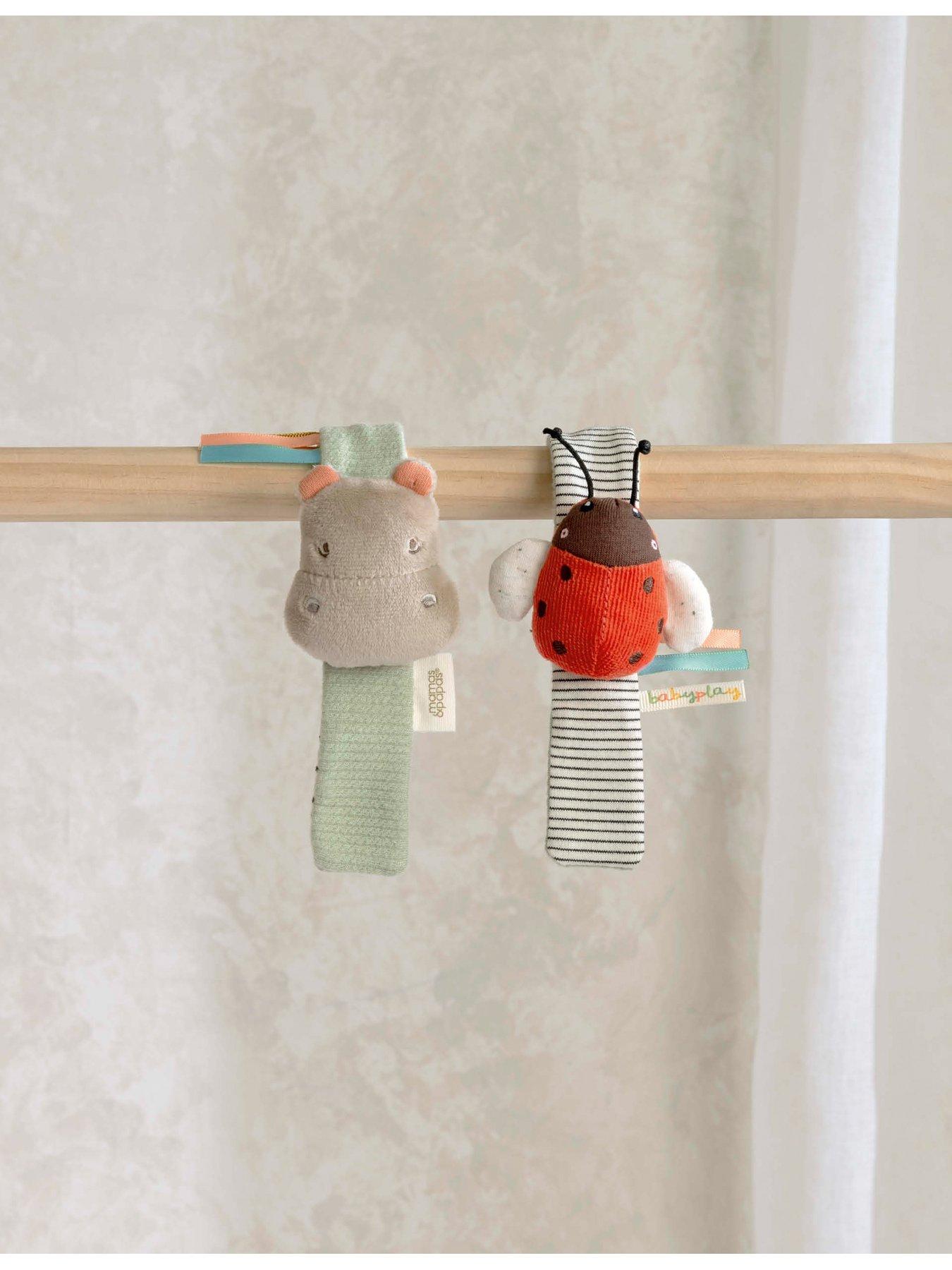 Mamas & Papas Born to be Wild Wrist Rattle 2 Pack - Hippo and Ladybird