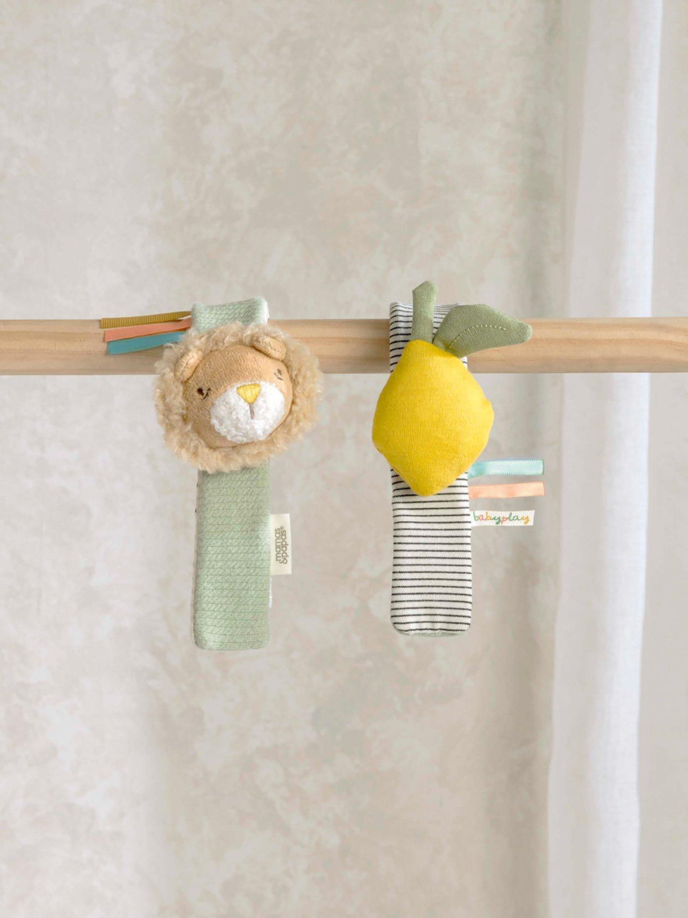 Mamas & Papas Born to be Wild Wrist Rattle 2 Pack - Lion and Lemon