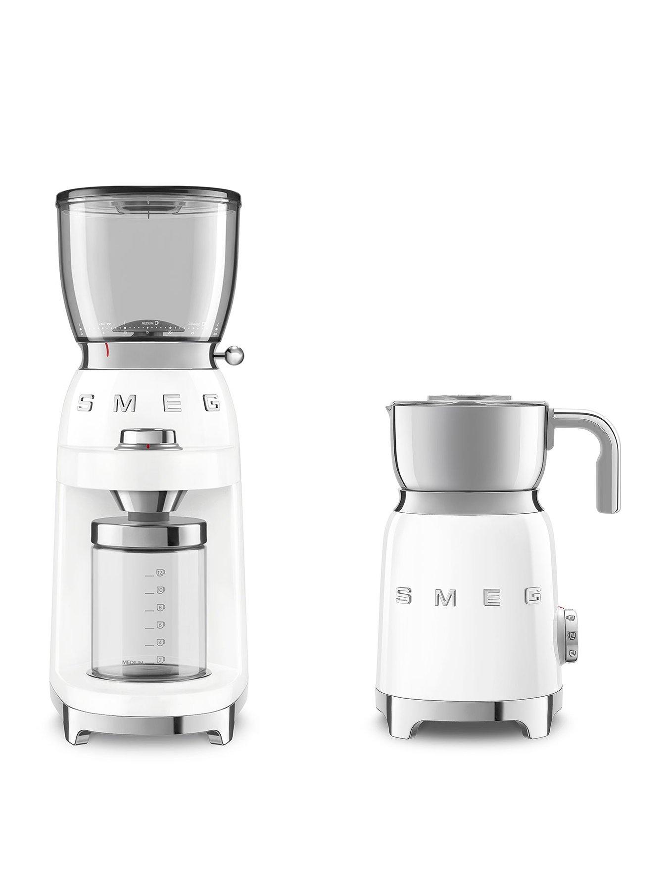 undefined EEJB302 50s Style Coffee Grinder & Induction Milk Frother - White