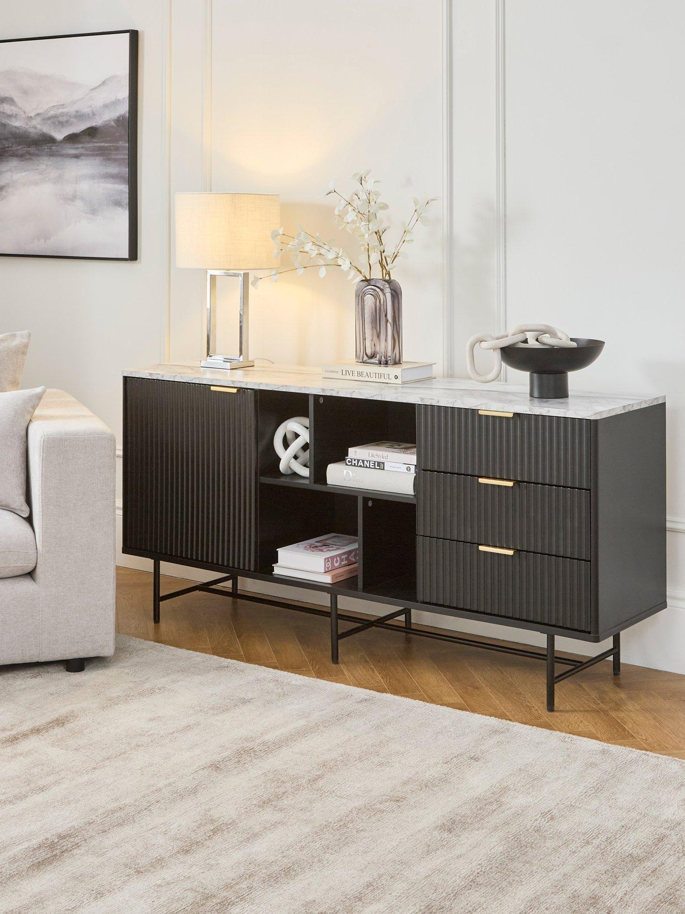Very Home Lucero Large Multi Sideboard - Black/Brass
