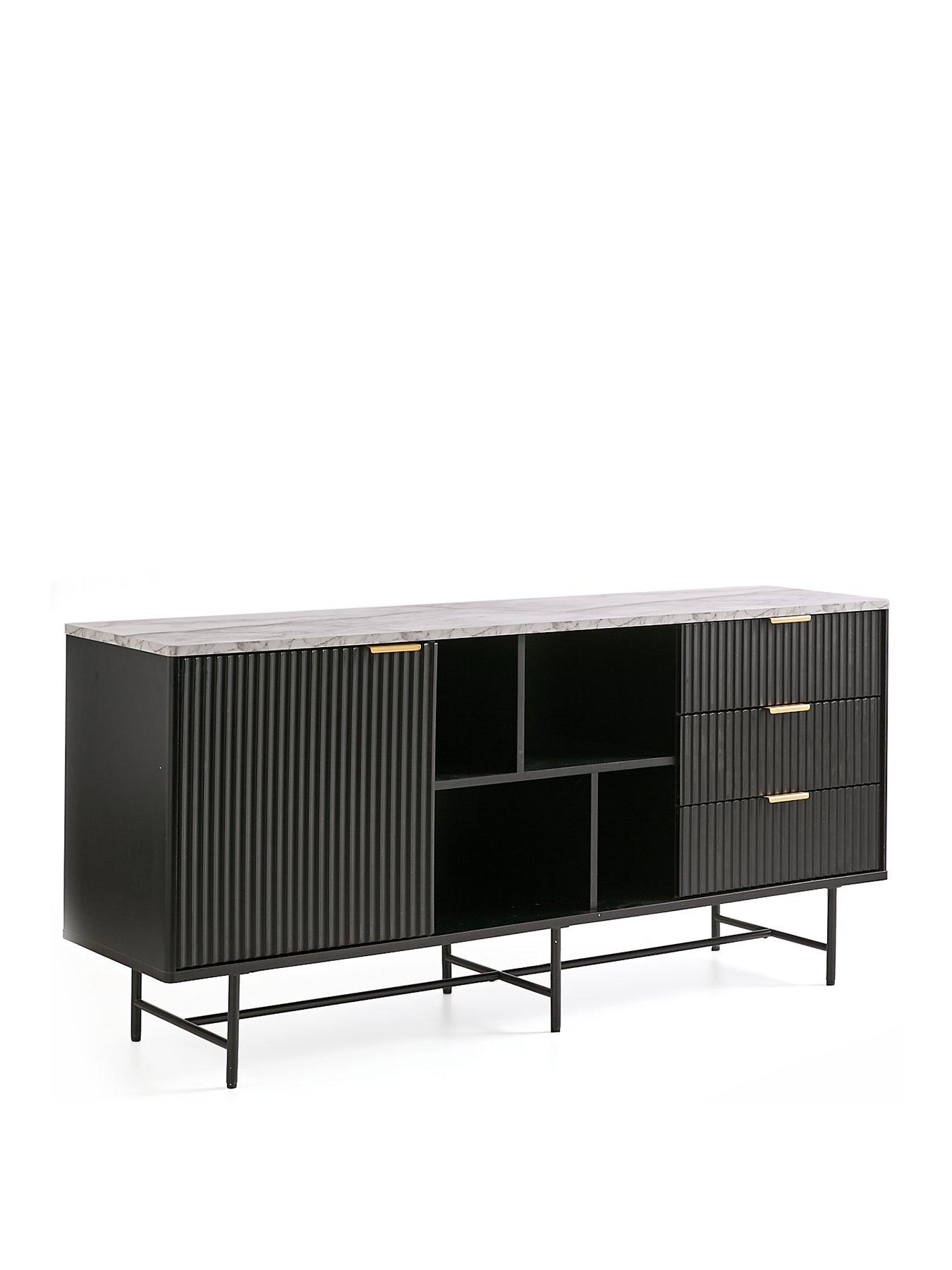 Image 3 of 7 of The Very Collection Lucero Large Multi Sideboard - Black/Brass