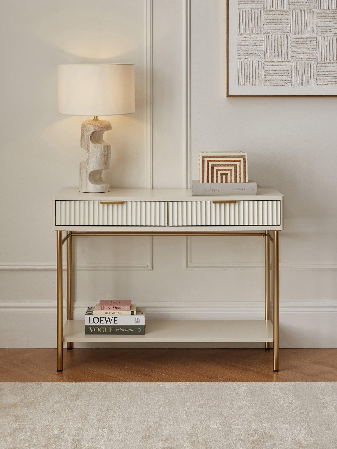 Image 1 of 7 of The Very Collection Cora Console Table - Ivory/Brass