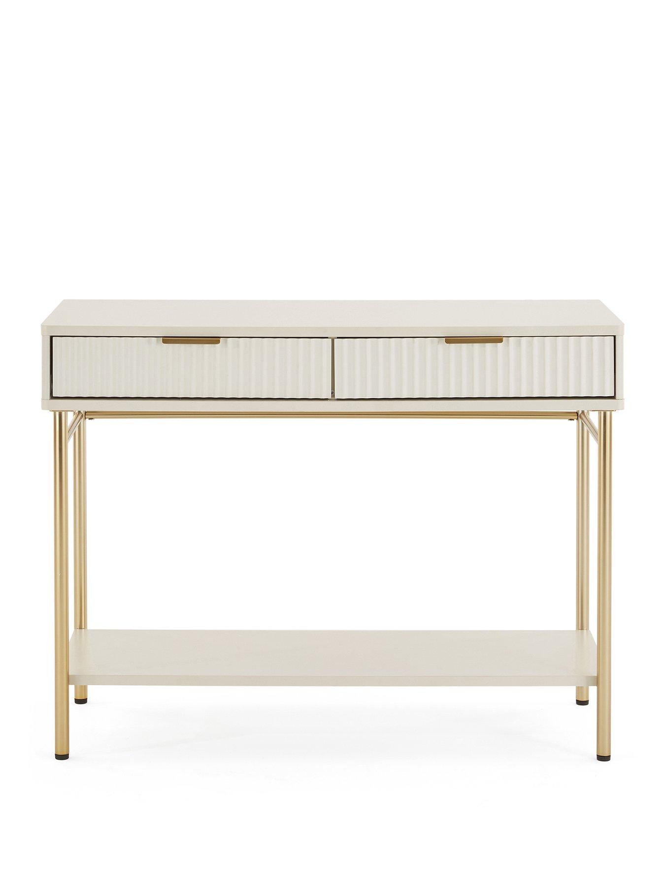 Image 2 of 7 of The Very Collection Cora Console Table - Ivory/Brass